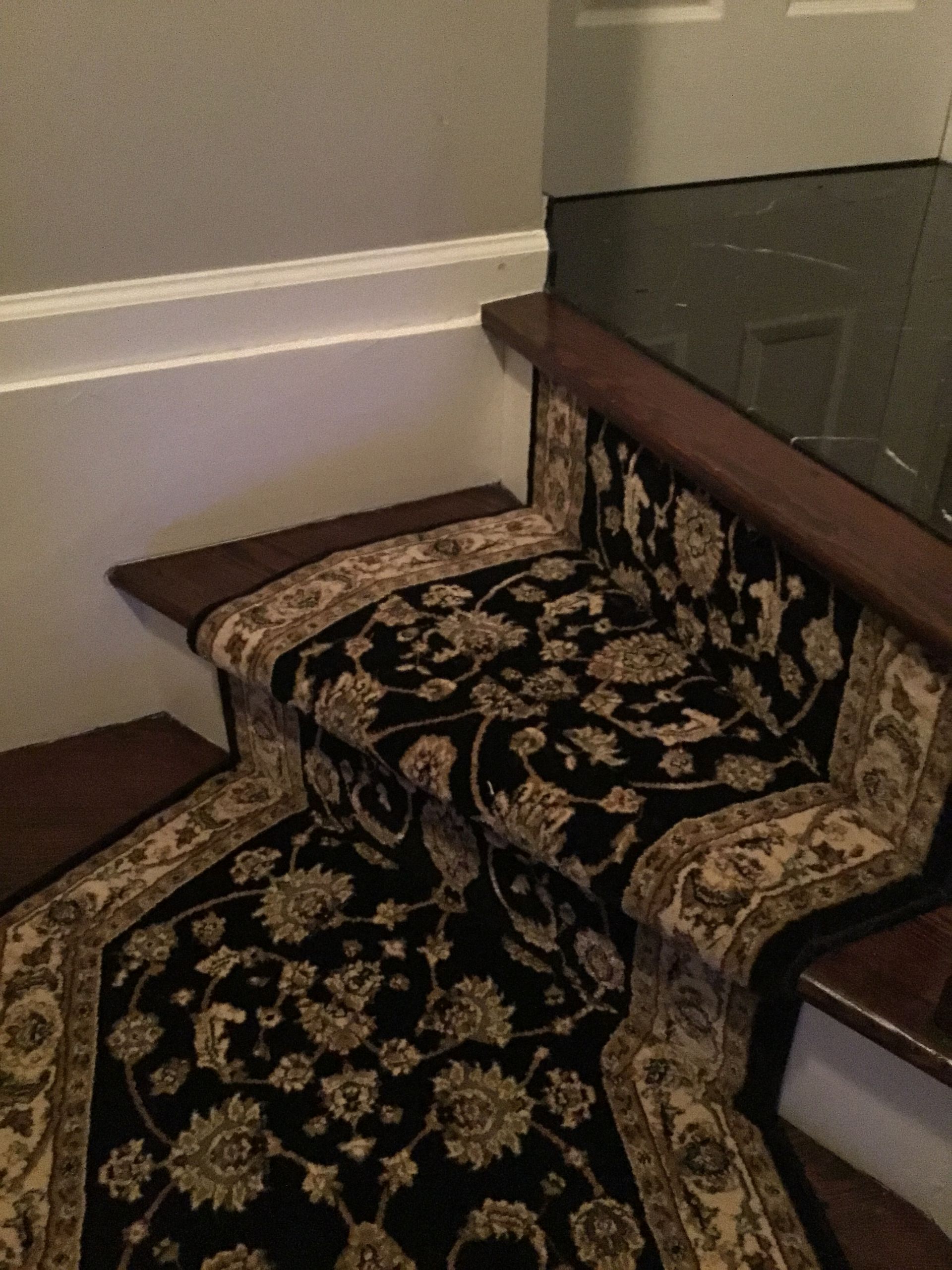 Stair runner -custom carpet and wall to wall hall installation