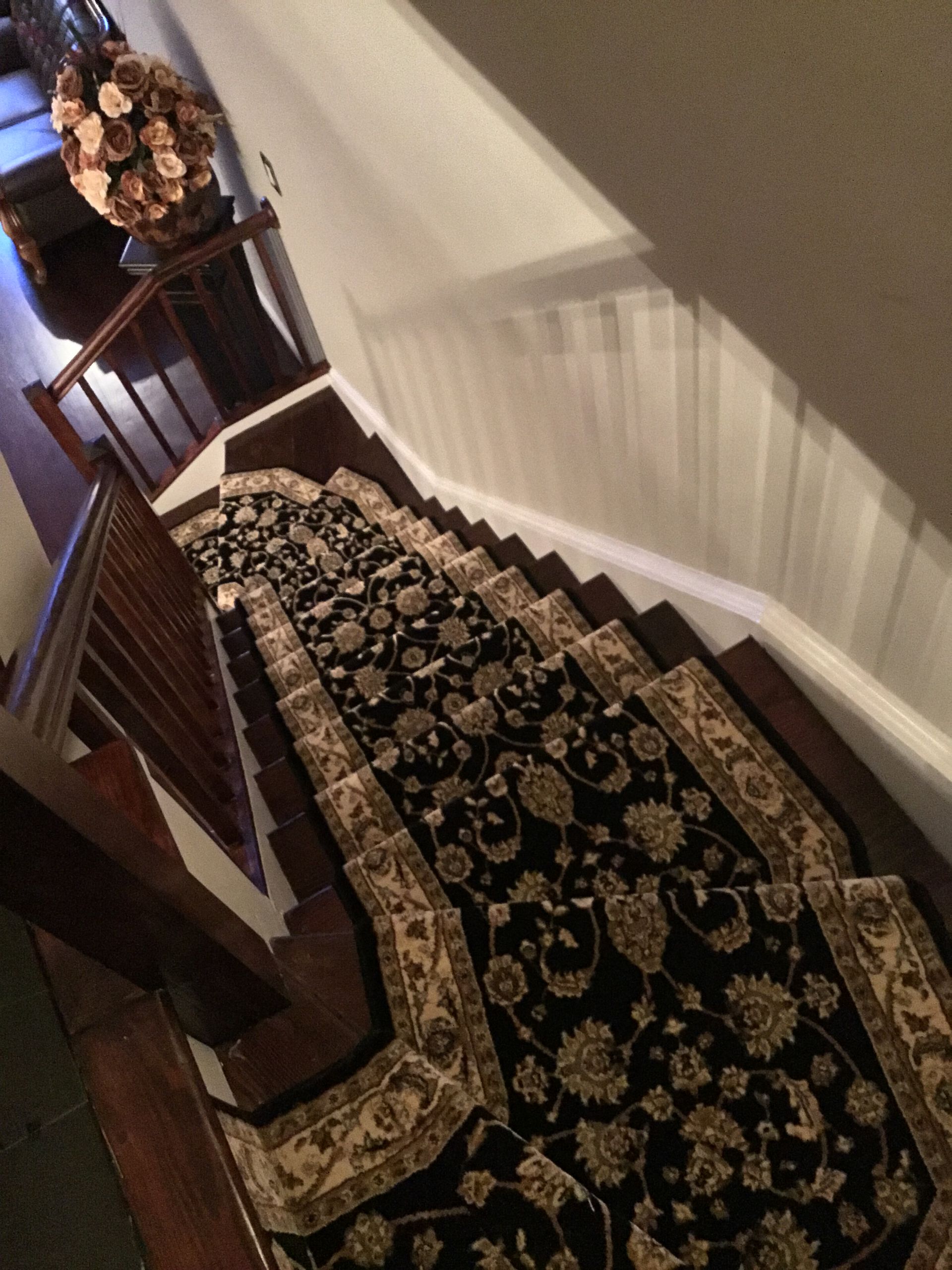 Stair runner -custom carpet and wall to wall hall installation