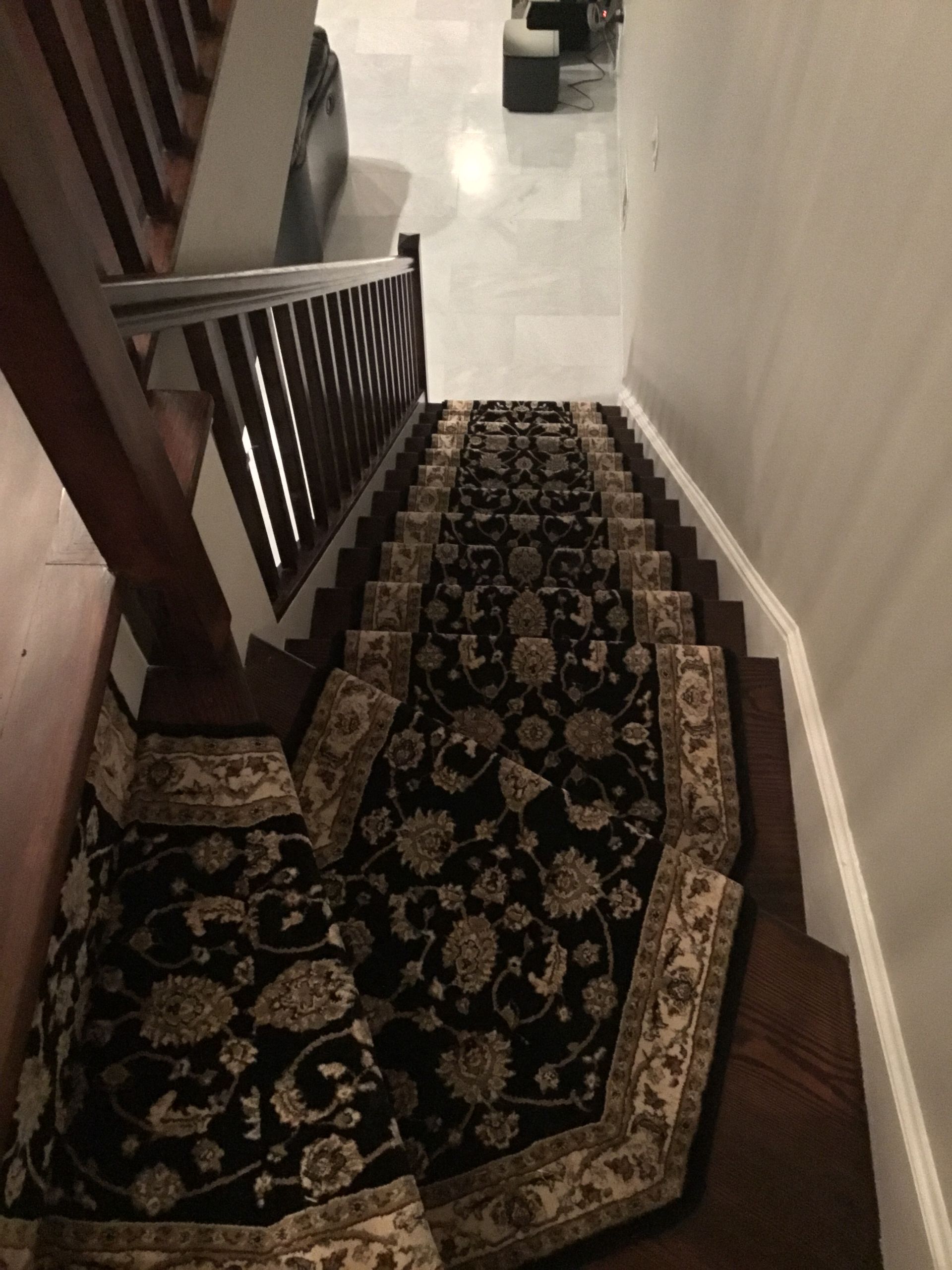 Stair runner -custom carpet and wall to wall hall installation