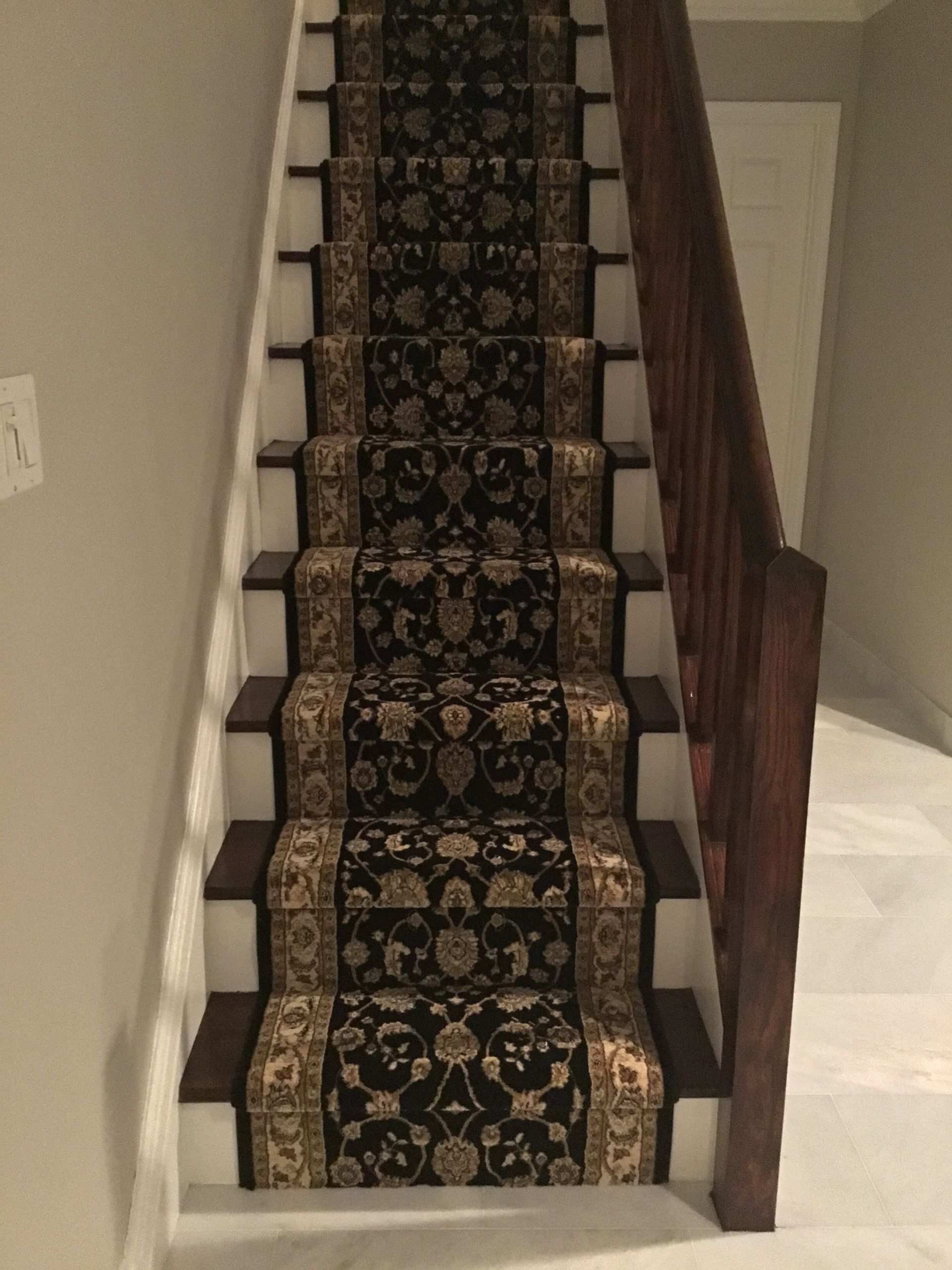 Stair runner -custom carpet and wall to wall hall installation