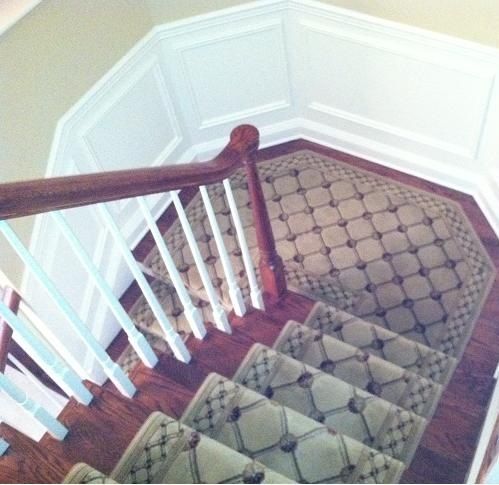 Stair runner -custom carpet and wall to wall hall installation