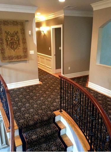 Stair runner -custom carpet and wall to wall hall installation