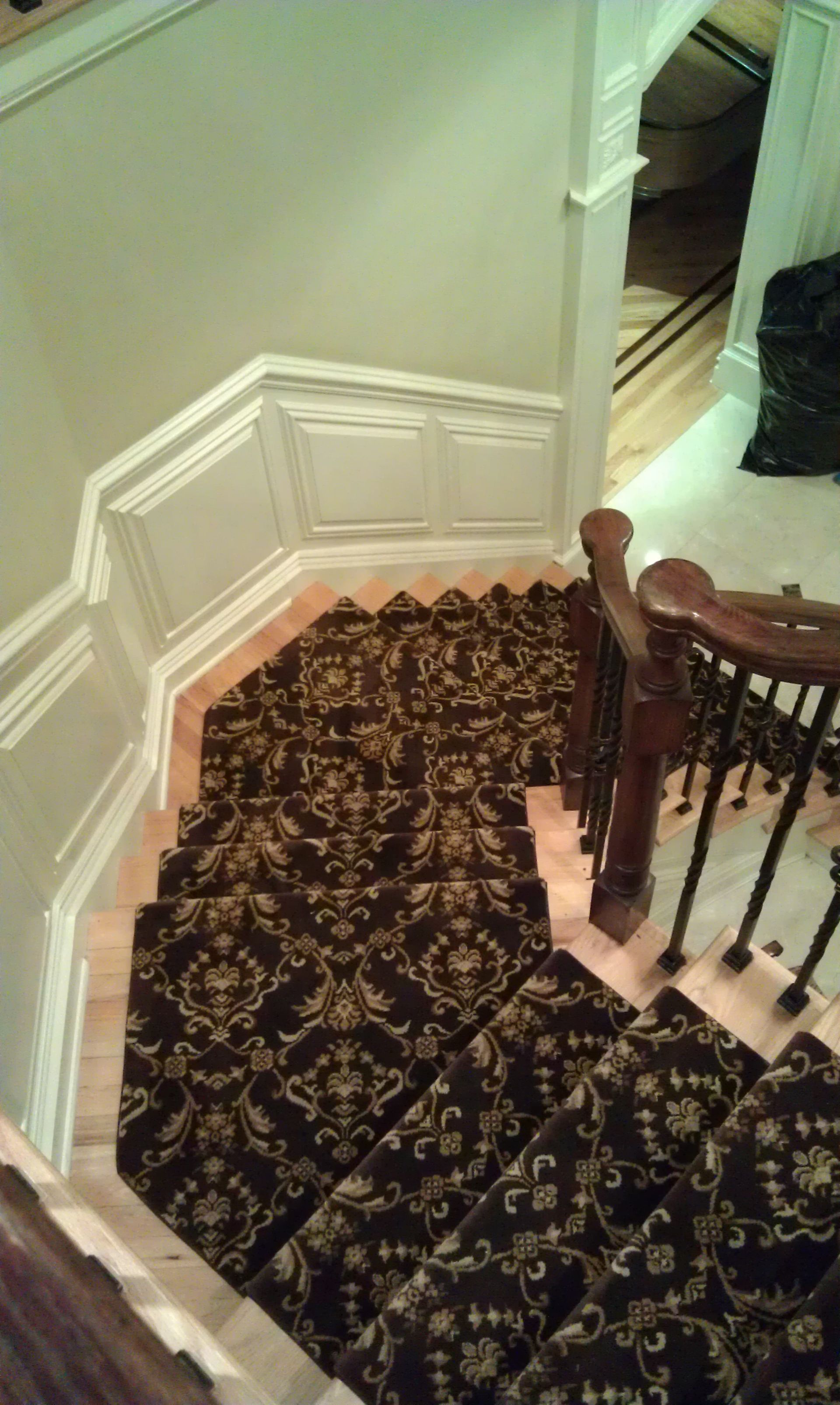 Stair runner -custom carpet and wall to wall hall installation