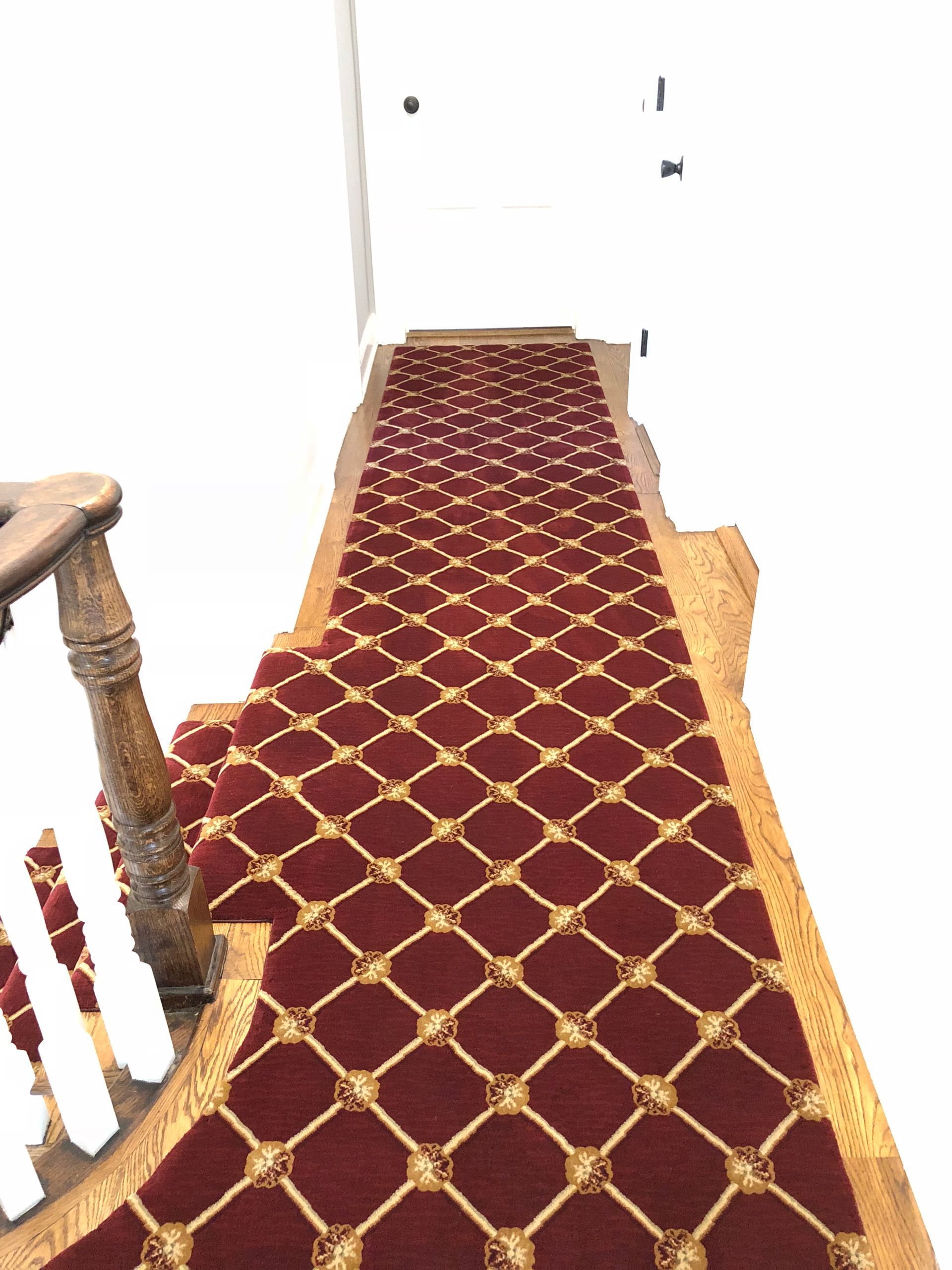 Stair runner -custom carpet and wall to wall hall installation