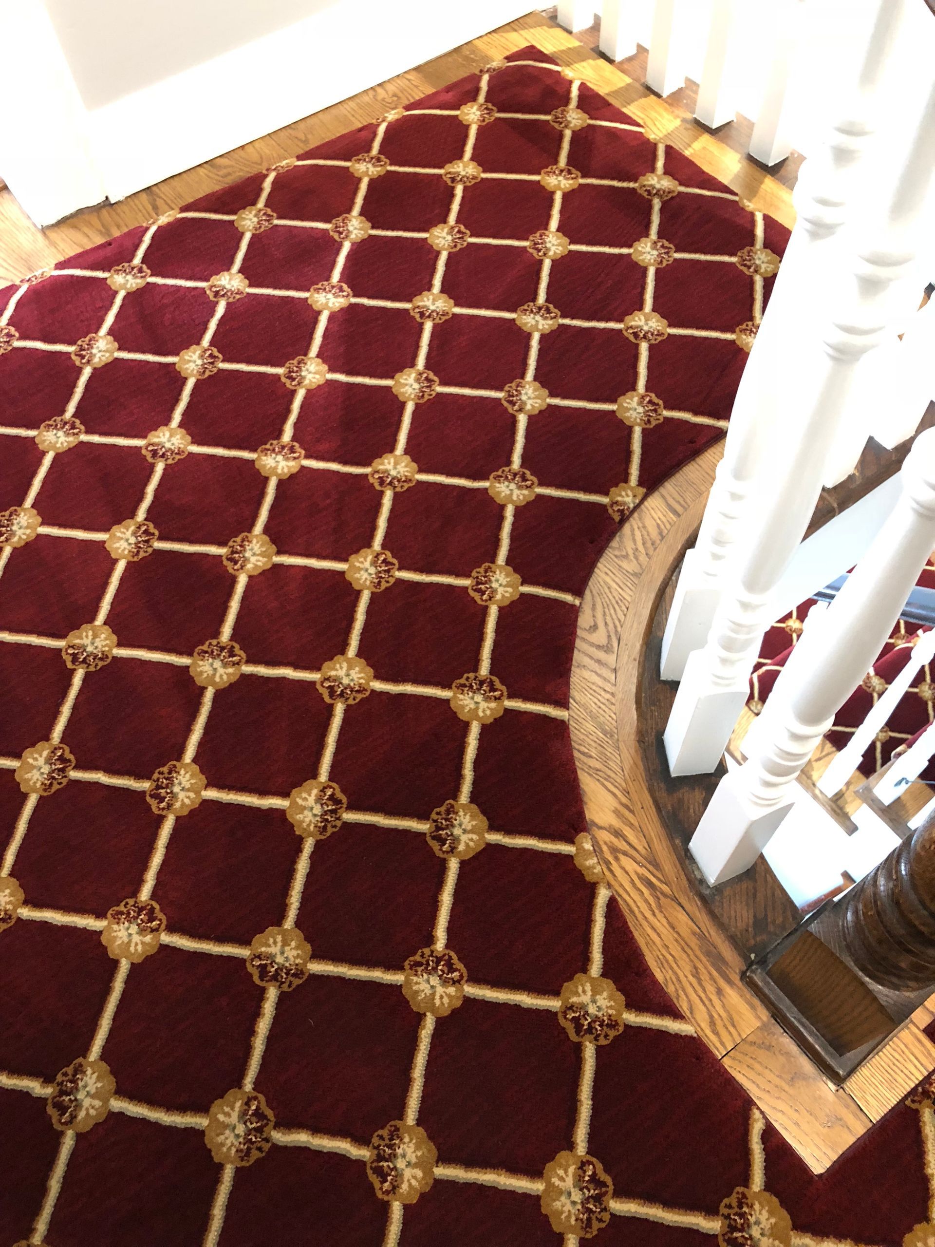 Stair runner -custom carpet and wall to wall hall installation