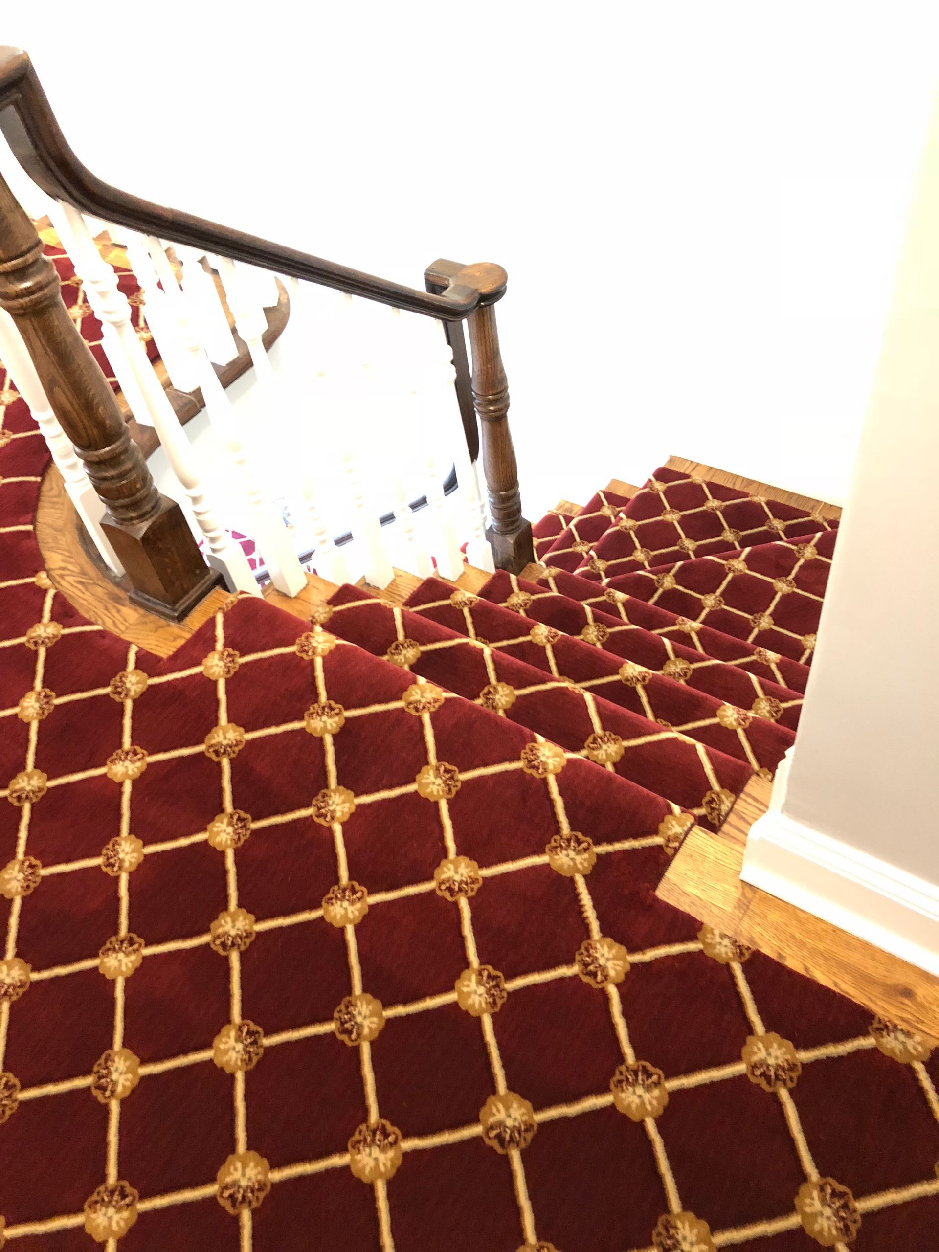 Stair runner -custom carpet and wall to wall hall installation