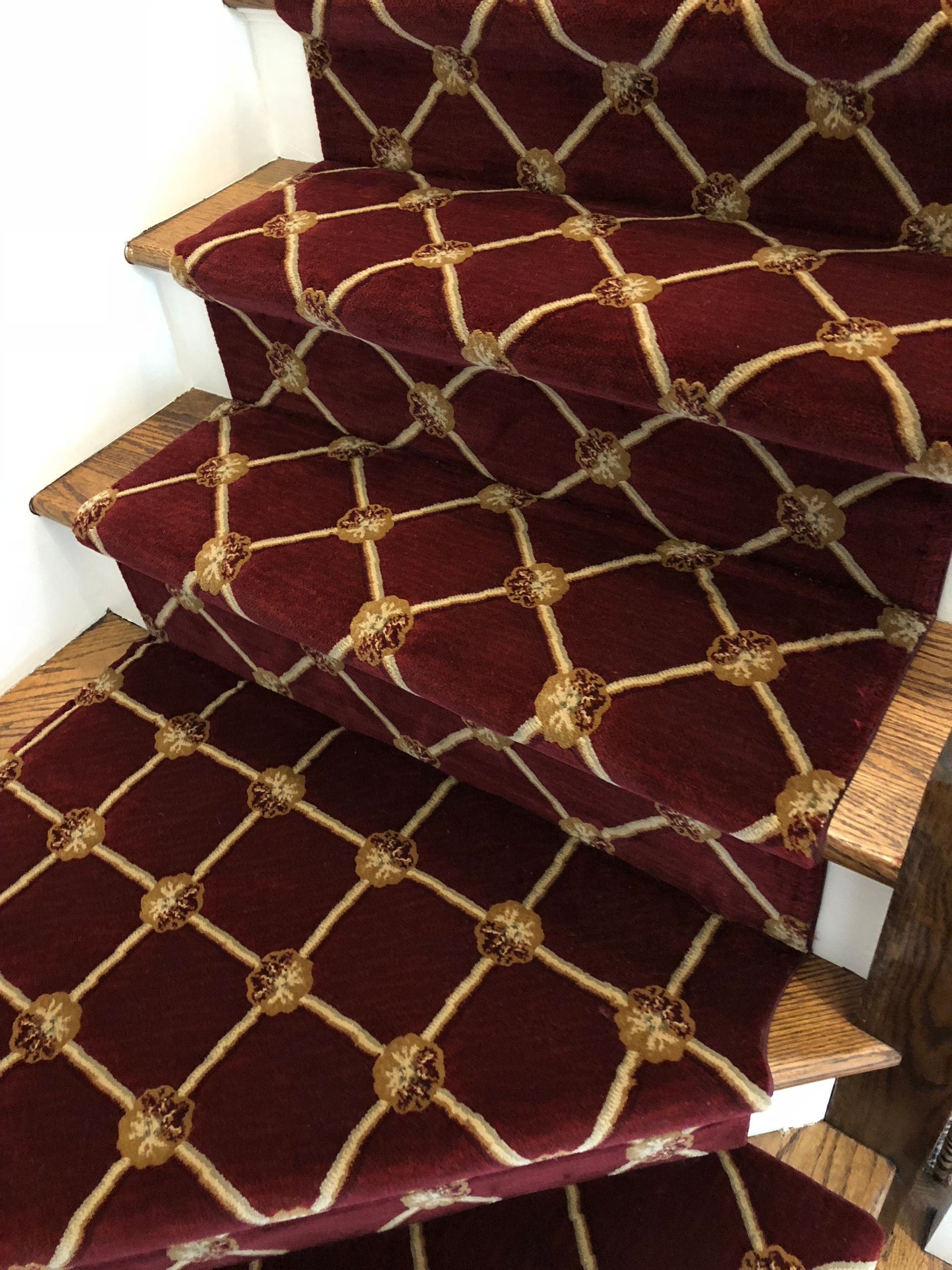 Stair runner -custom carpet and wall to wall hall installation