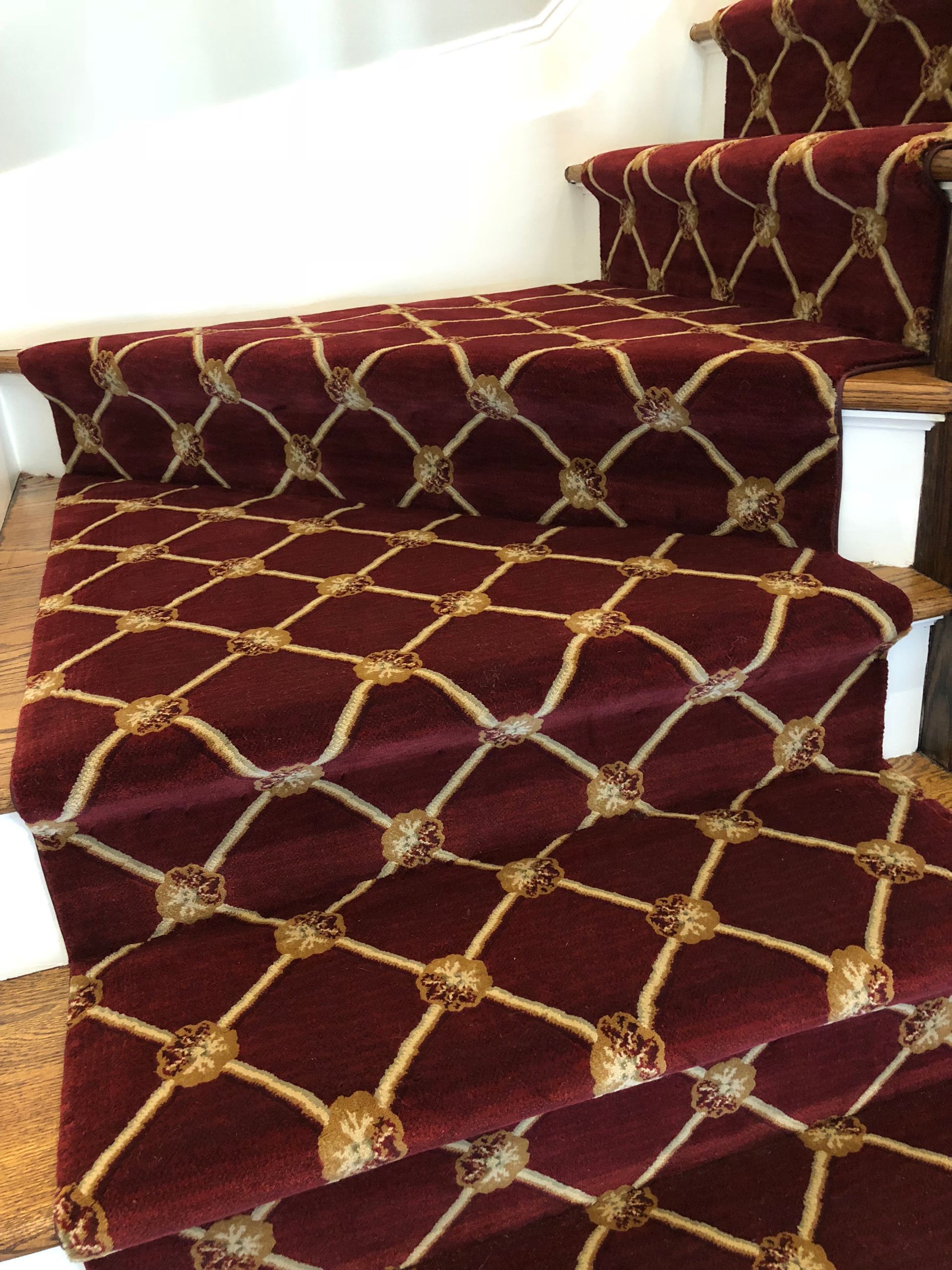 Stair runner -custom carpet and wall to wall hall installation