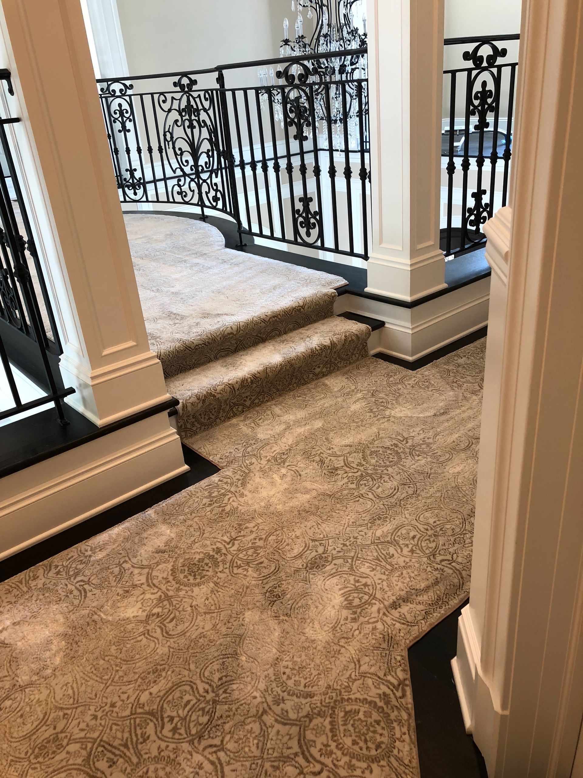 Stair runner -custom carpet and wall to wall hall installation