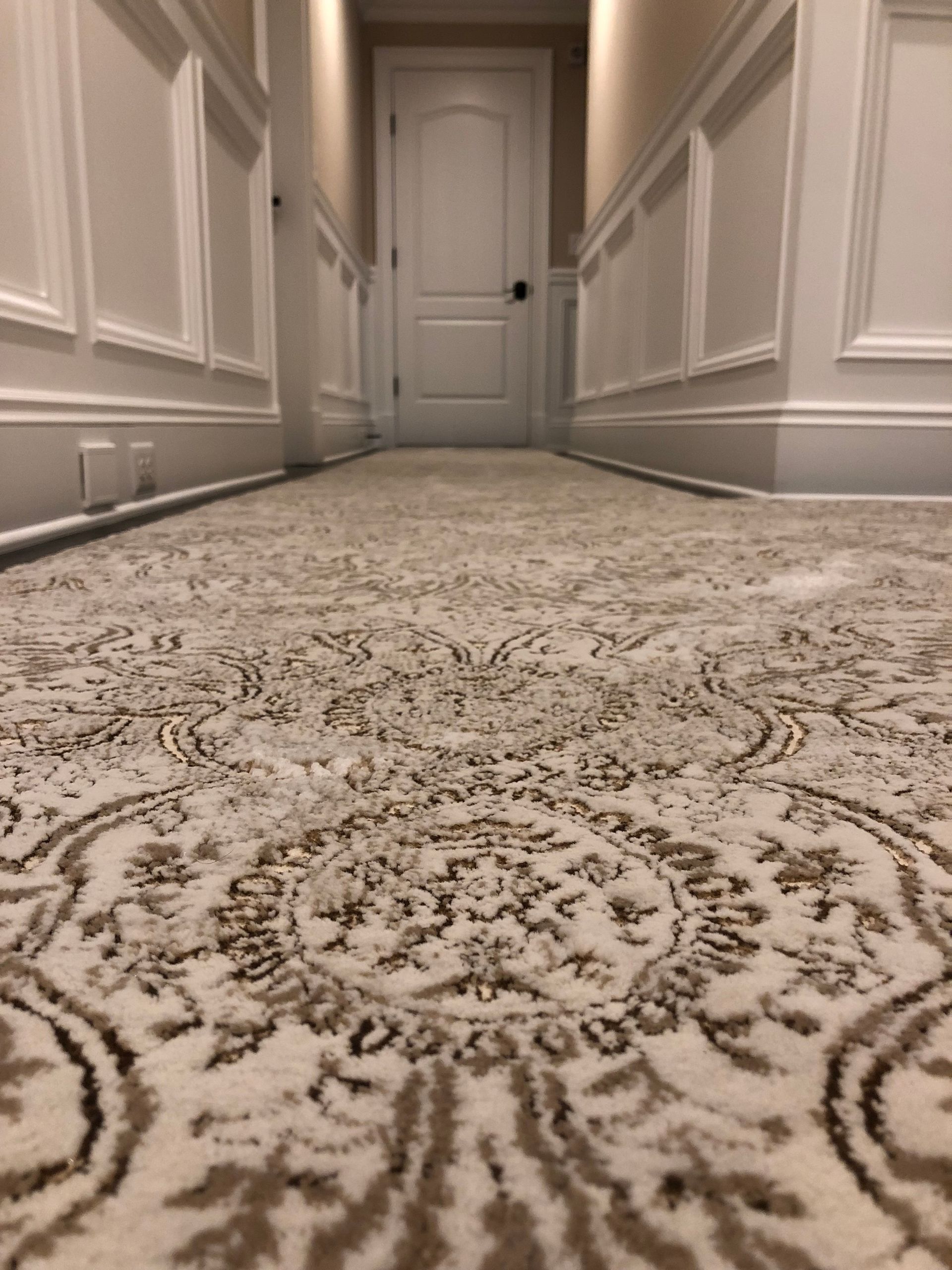 Stair runner -custom carpet and wall to wall hall installation