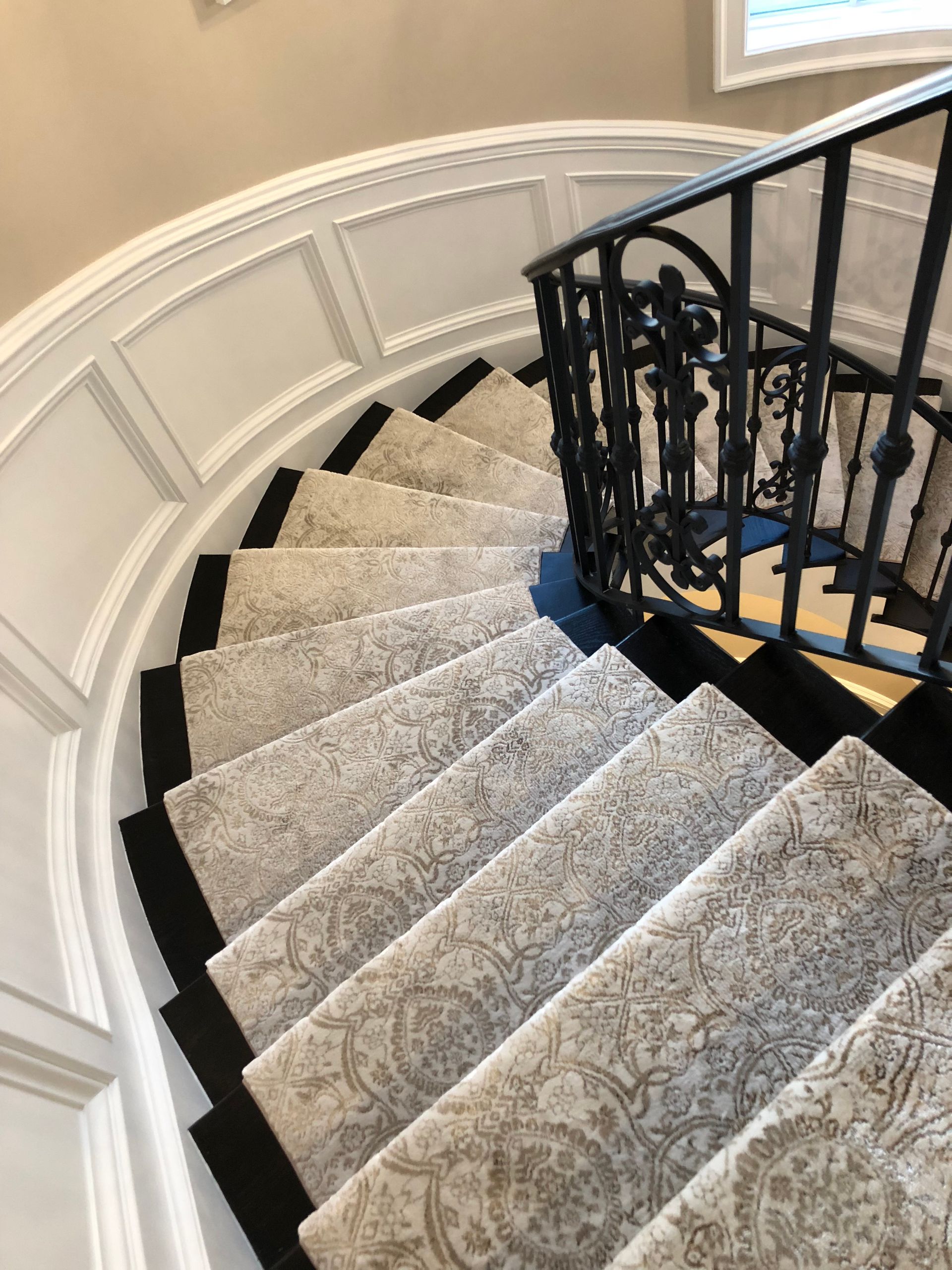 Stair runner -custom carpet and wall to wall hall installation