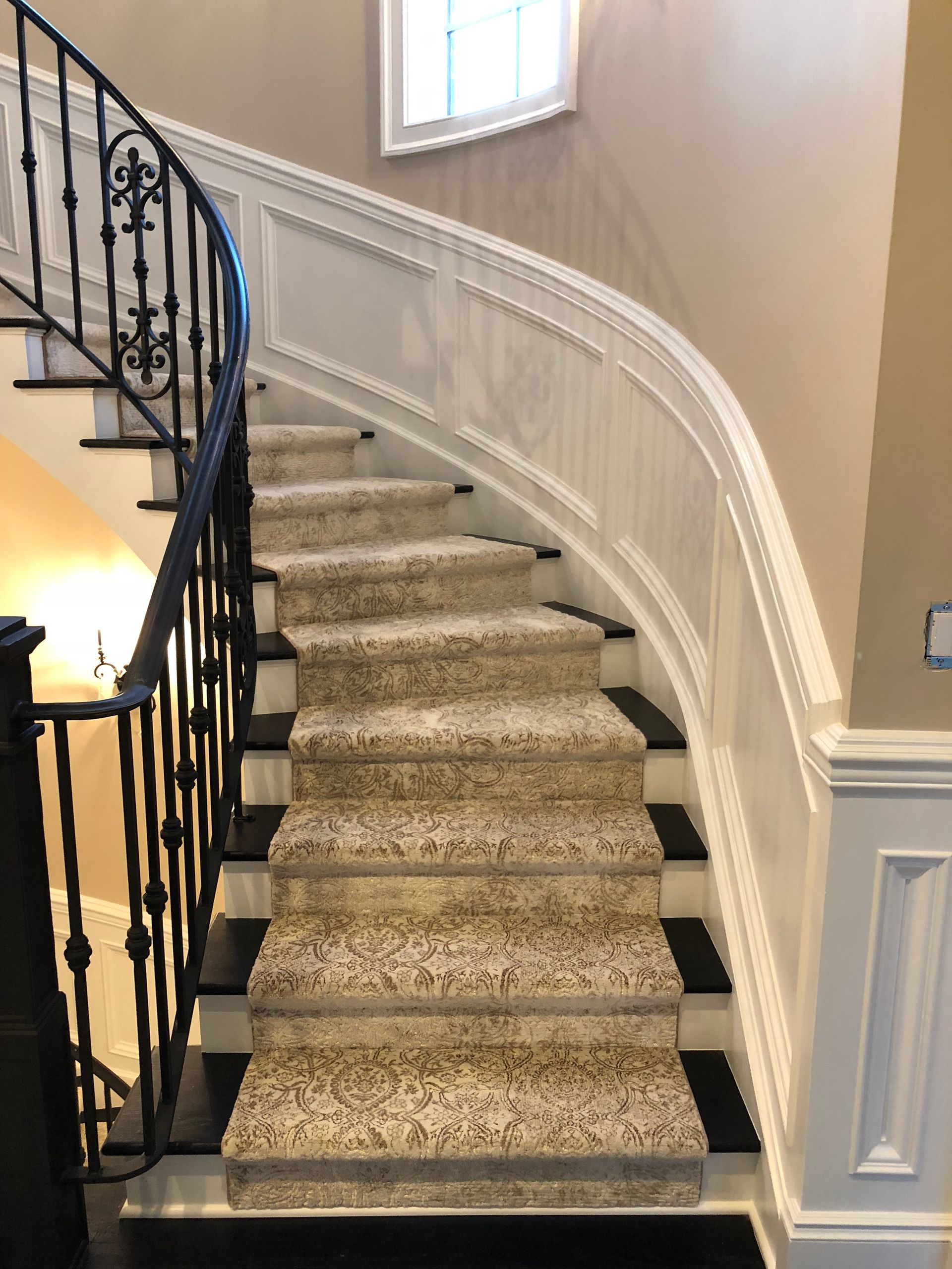 Stair runner -custom carpet and wall to wall hall installation