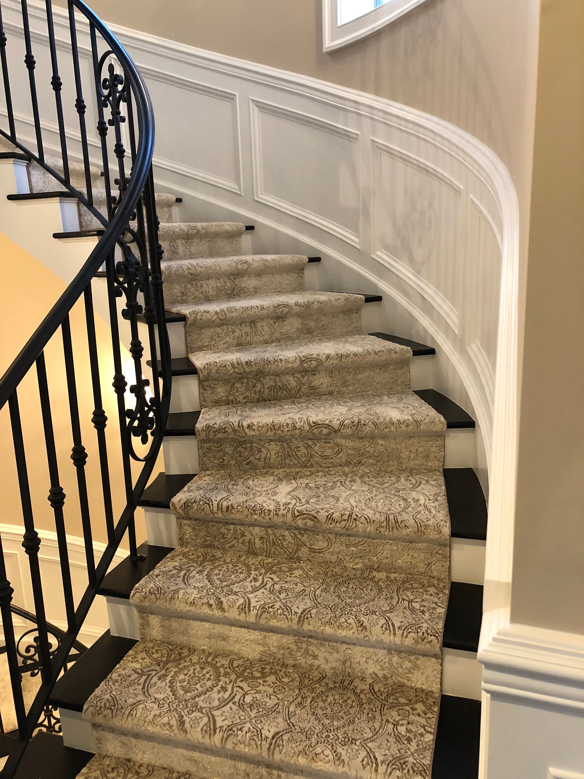 Stair runner -custom carpet and wall to wall hall installation
