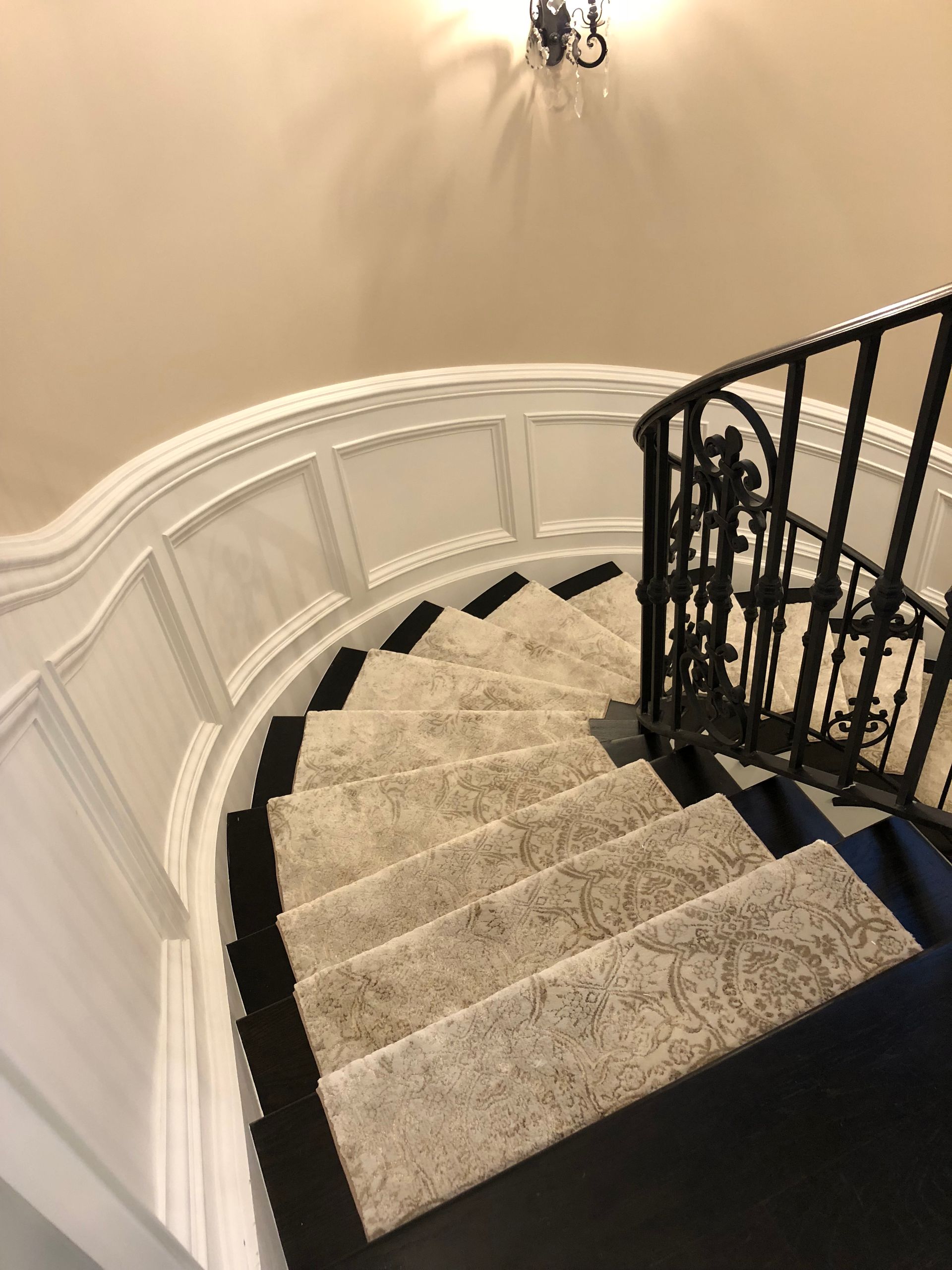 Stair runner -custom carpet and wall to wall hall installation