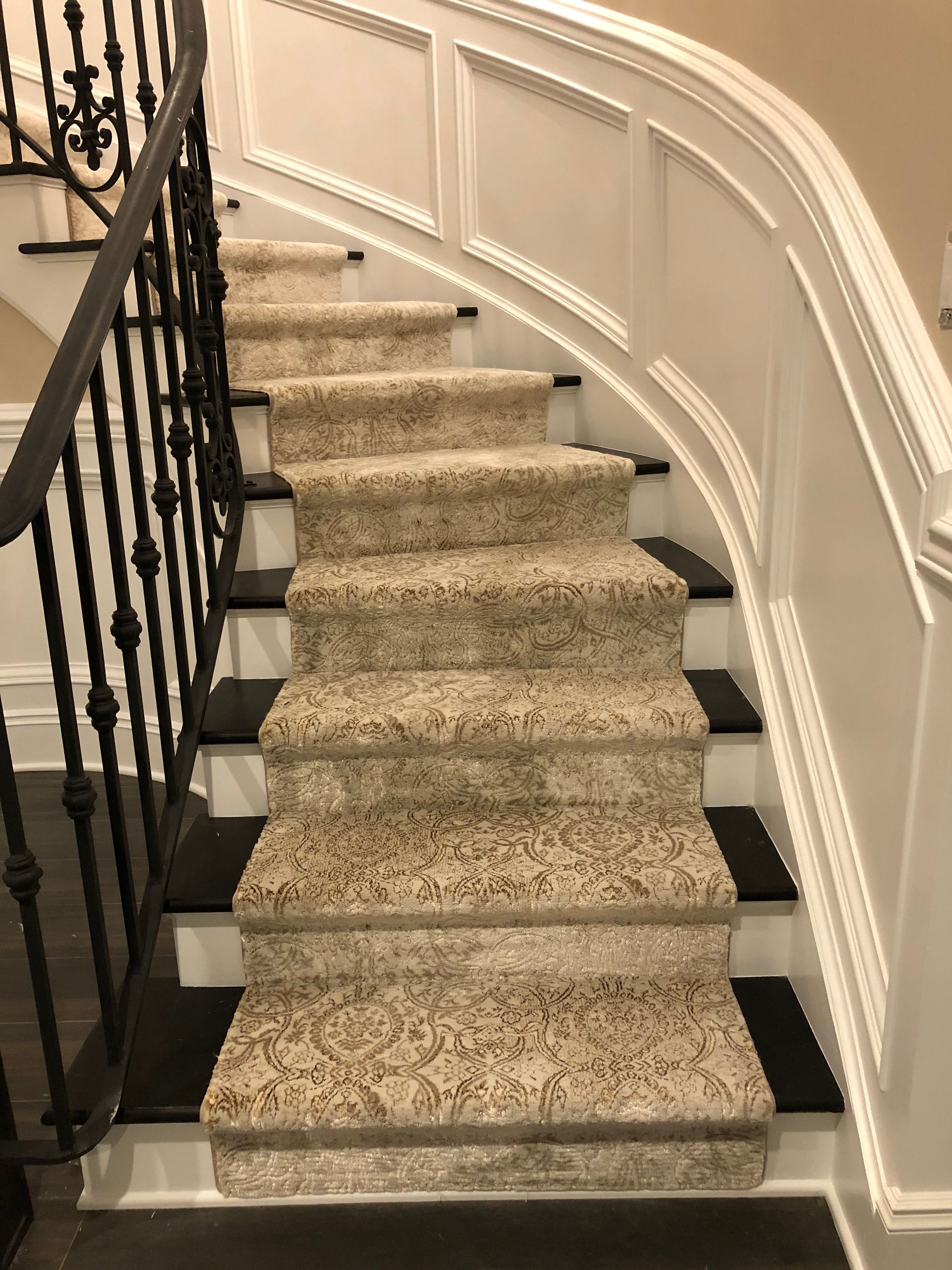 Stair runner -custom carpet and wall to wall hall installation