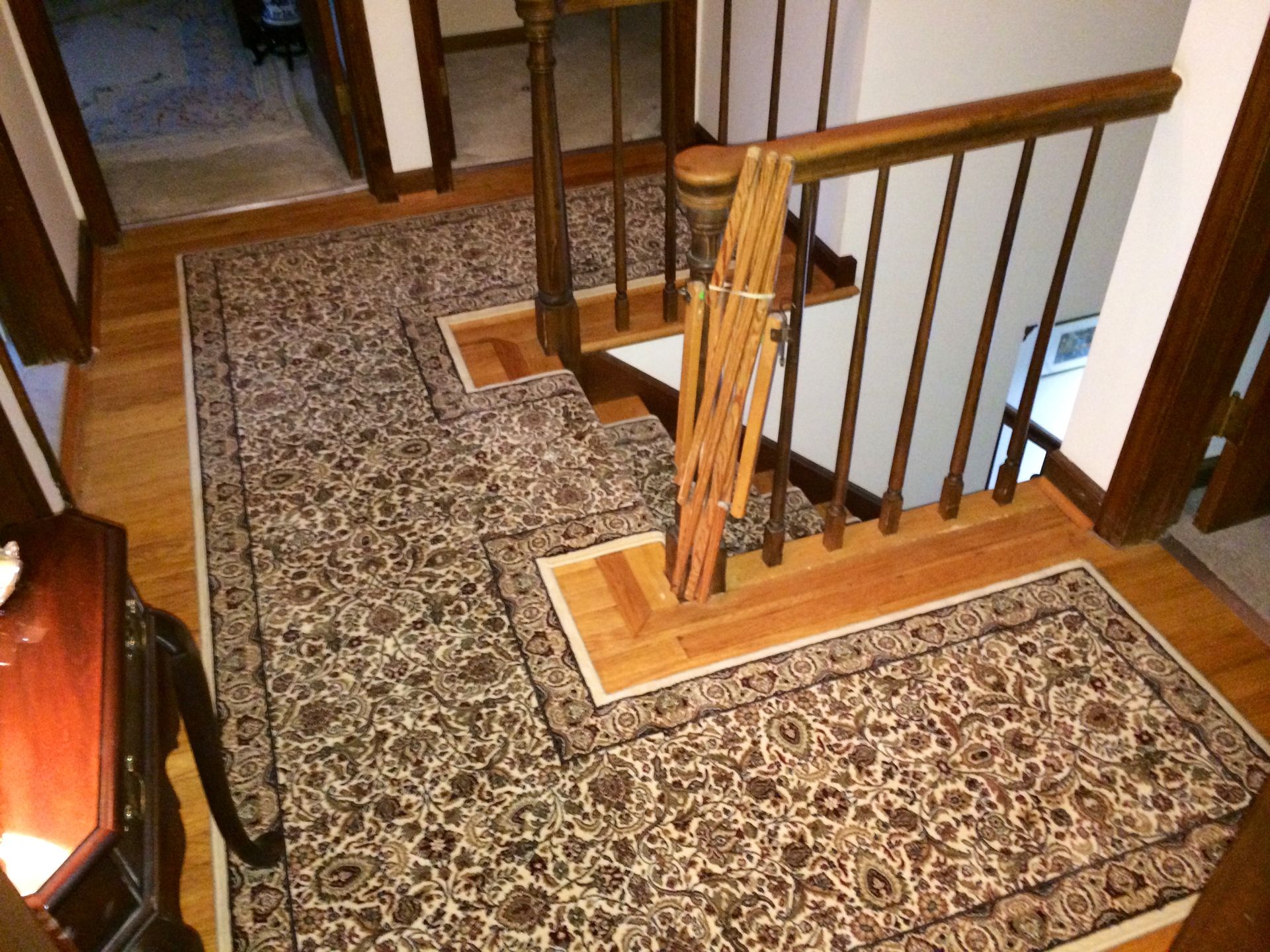 Stair runner -custom carpet and wall to wall hall installation