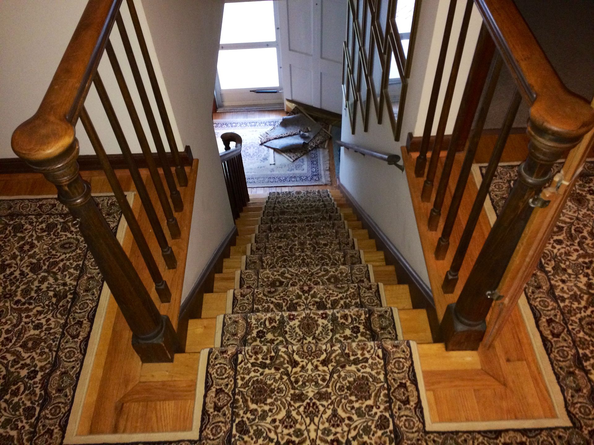 Stair runner -custom carpet and wall to wall hall installation