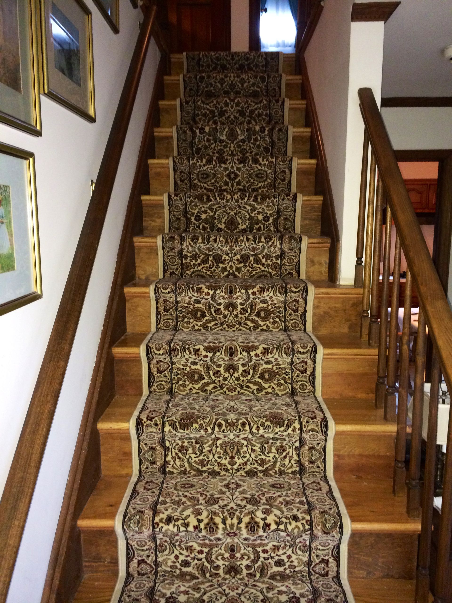 Stair runner -custom carpet and wall to wall hall installation