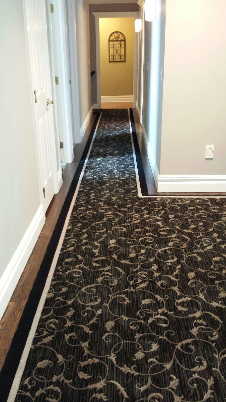 Stair runner -custom carpet and wall to wall hall installation