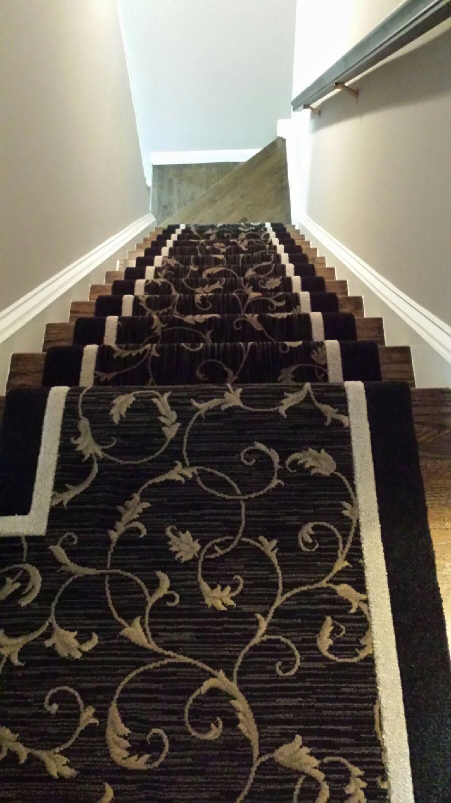 Stair runner -custom carpet and wall to wall hall installation