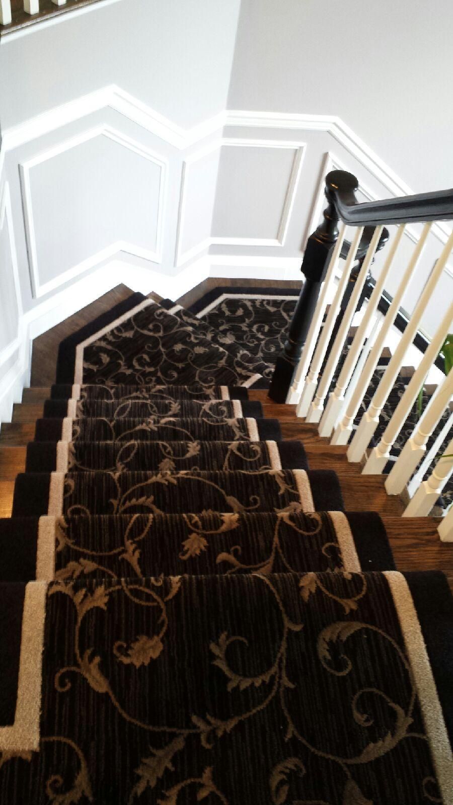 Stair runner -custom carpet and wall to wall hall installation