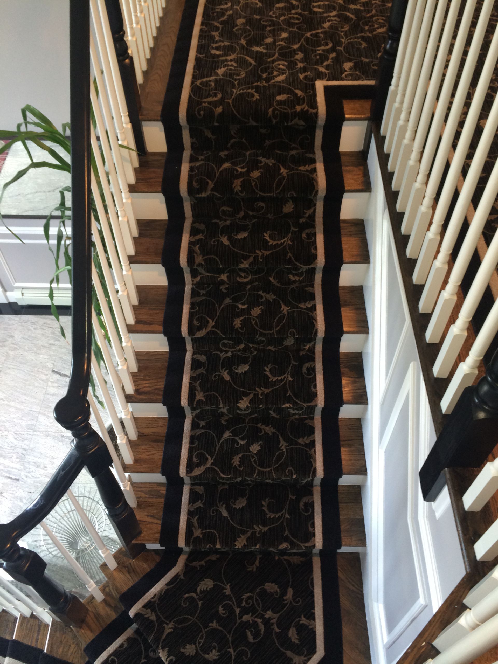 Stair runner -custom carpet and wall to wall hall installation