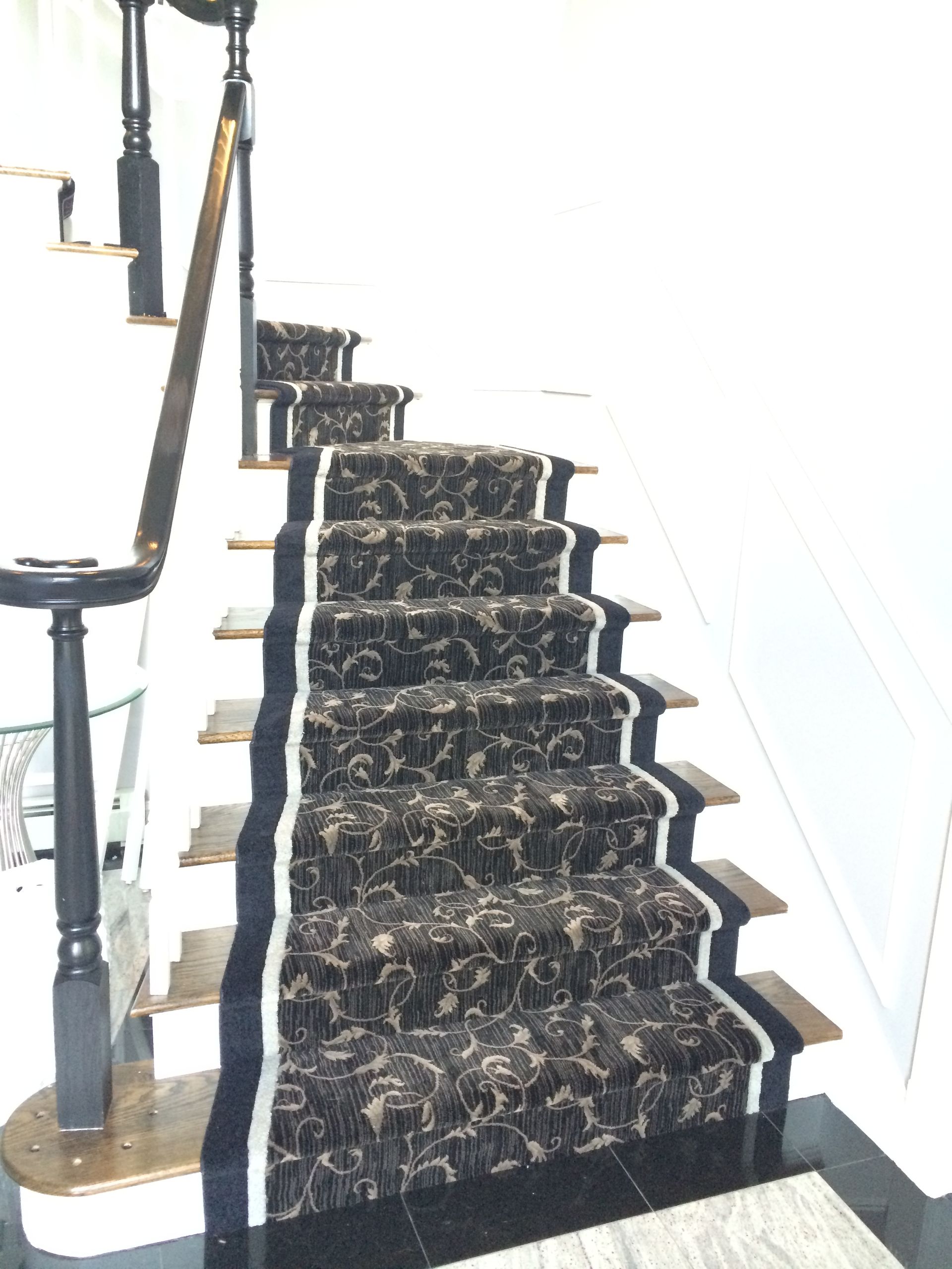 Stair runner -custom carpet and wall to wall hall installation