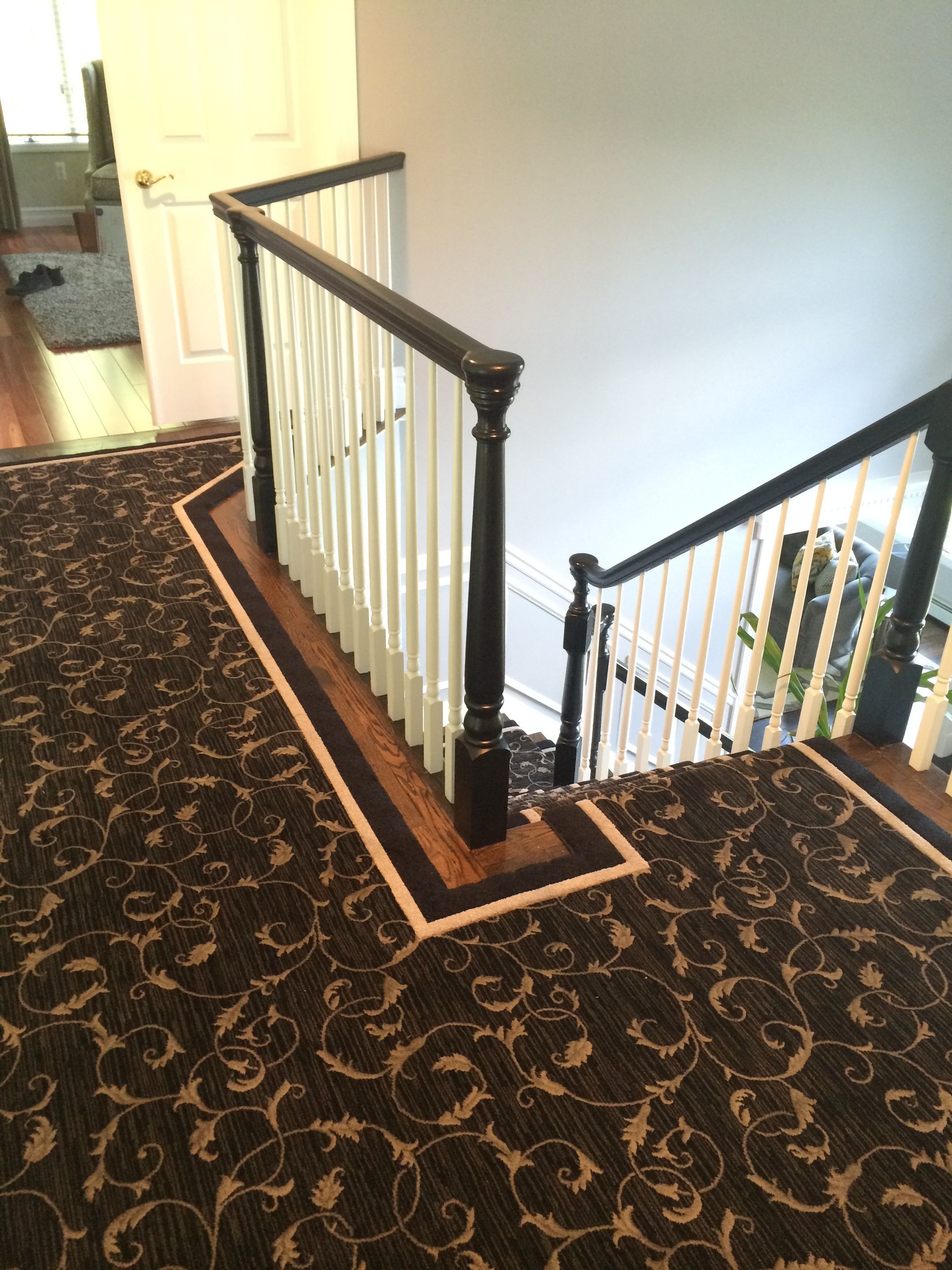 Stair runner -custom carpet and wall to wall hall installation