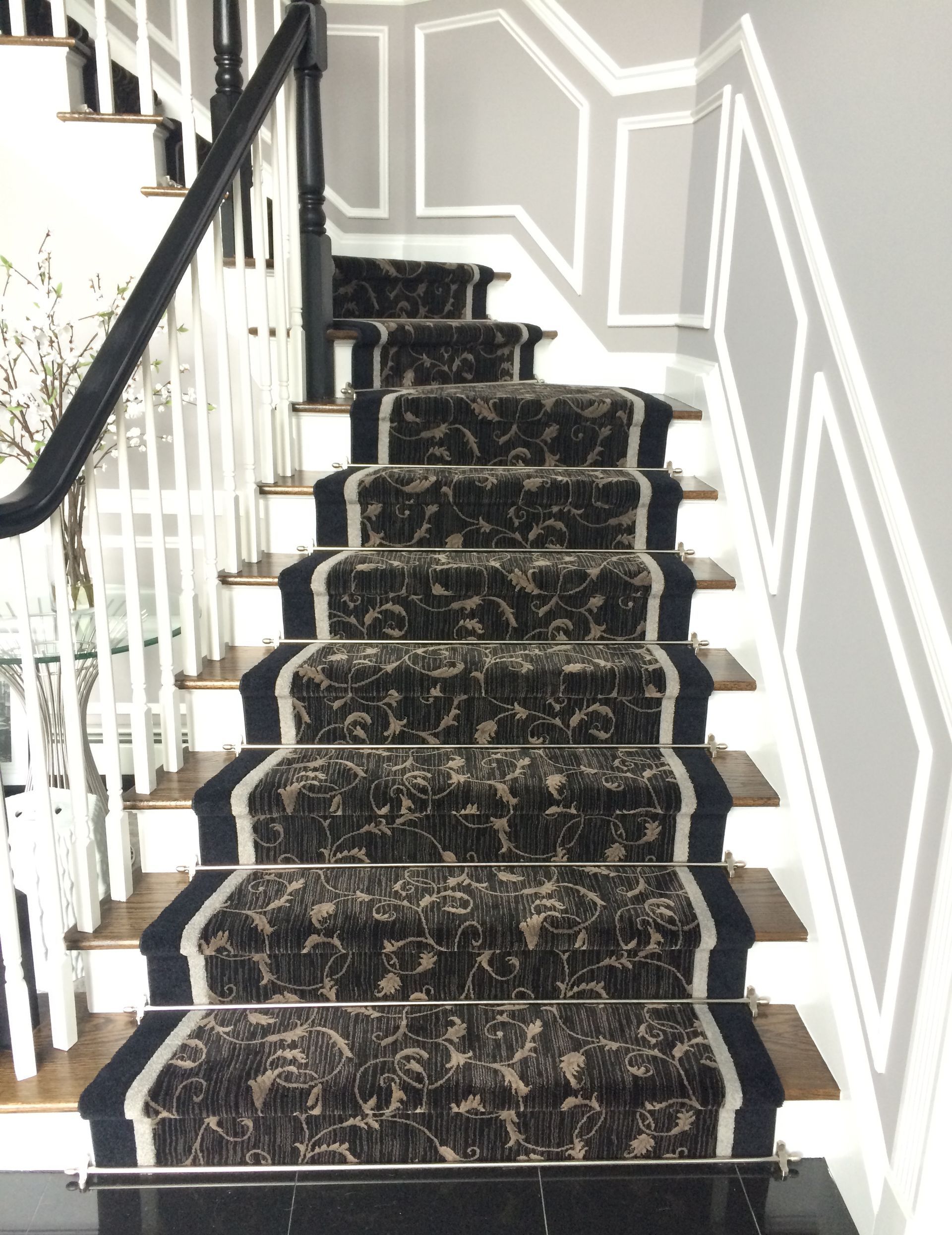 Stair runner -custom carpet and wall to wall hall installation