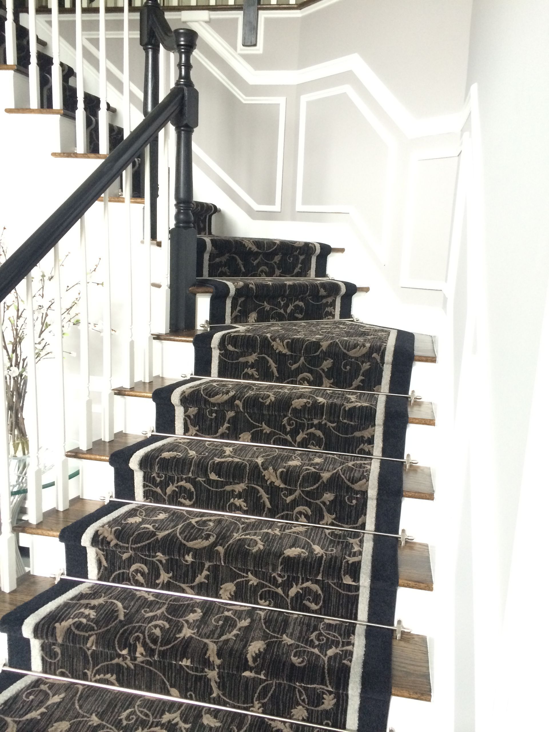 Stair runner -custom carpet and wall to wall hall installation