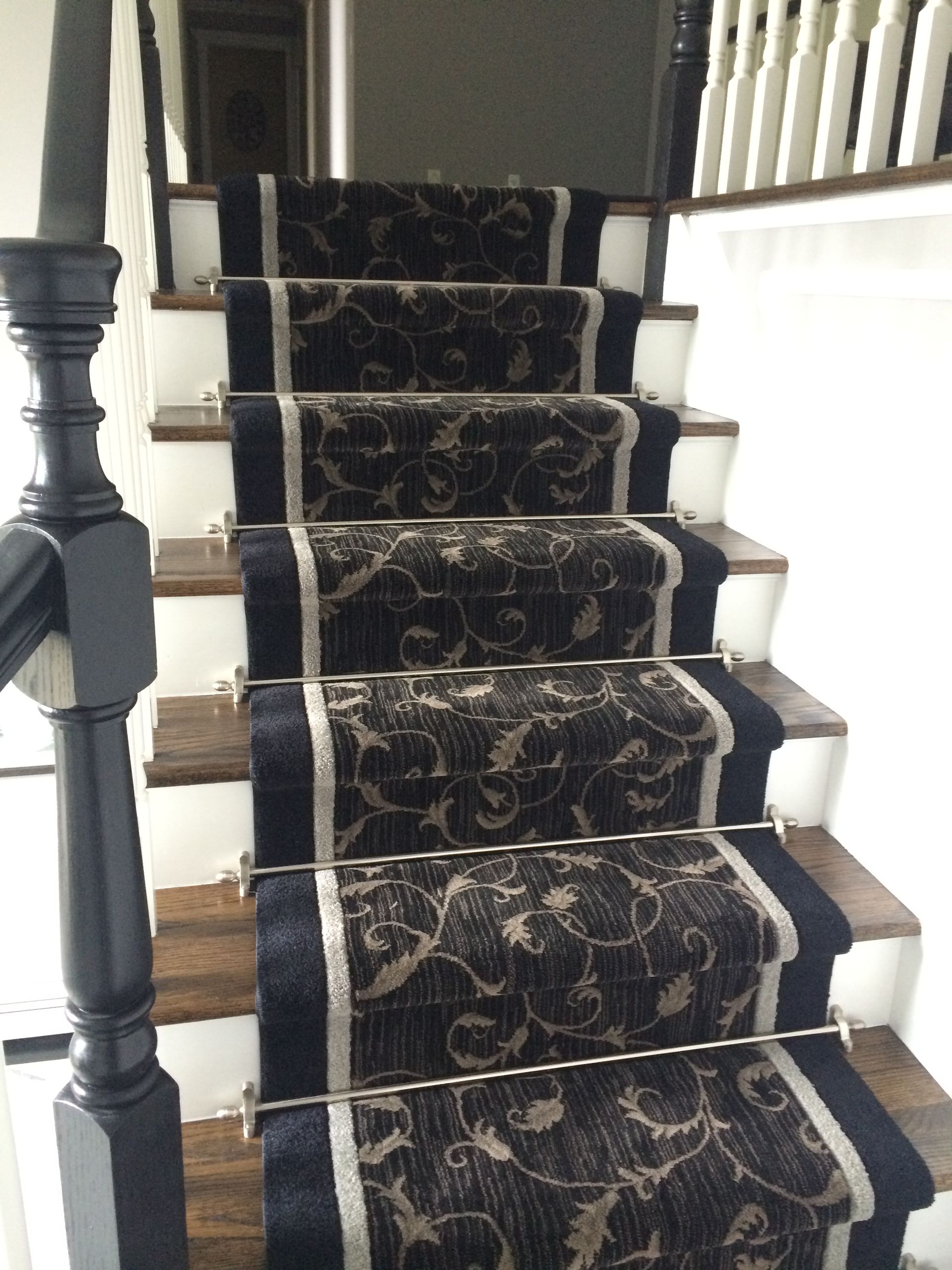 Stair runner -custom carpet and wall to wall hall installation