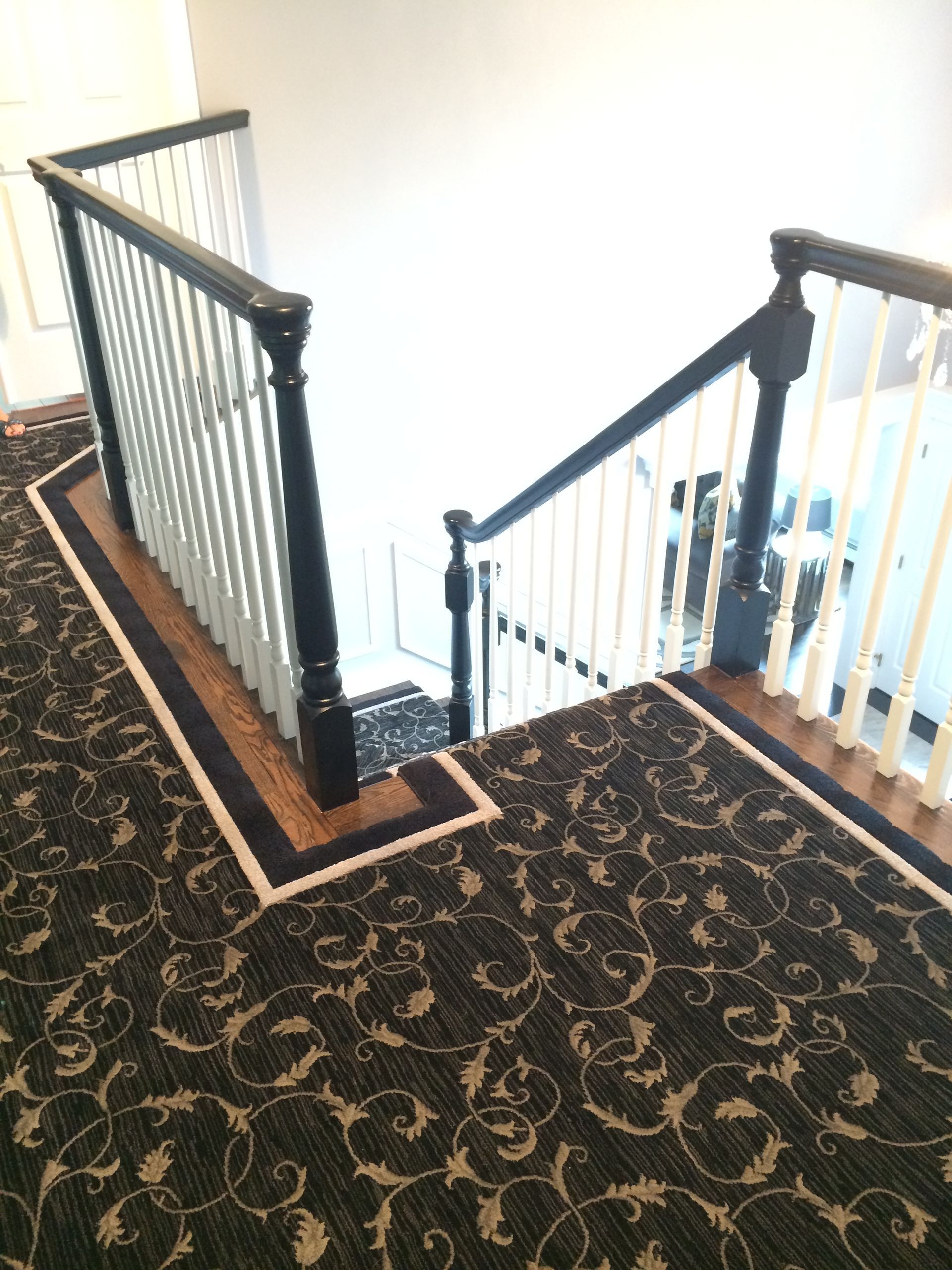 Stair runner -custom carpet and wall to wall hall installation