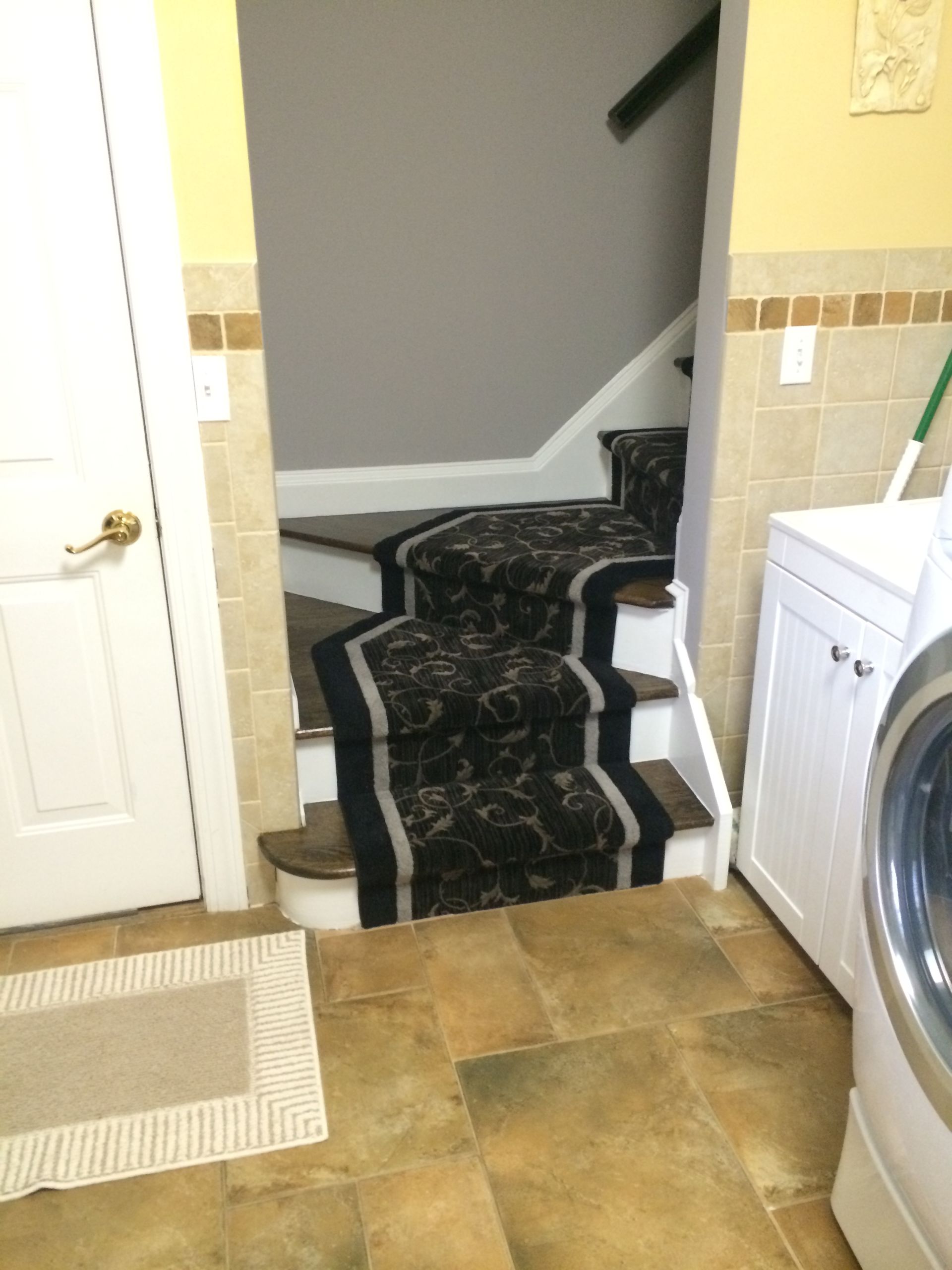 Stair runner -custom carpet and wall to wall hall installation