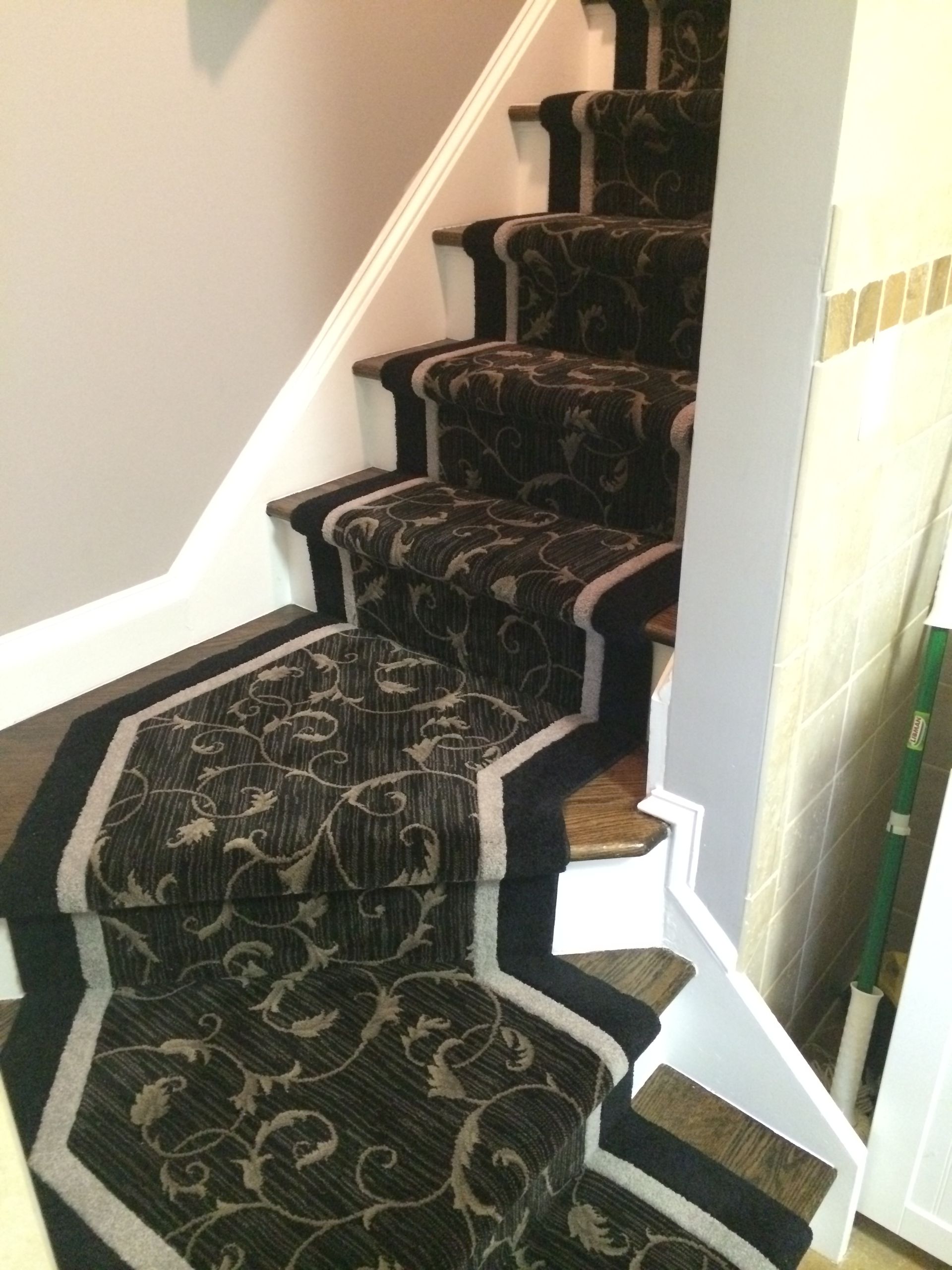 Stair runner -custom carpet and wall to wall hall installation