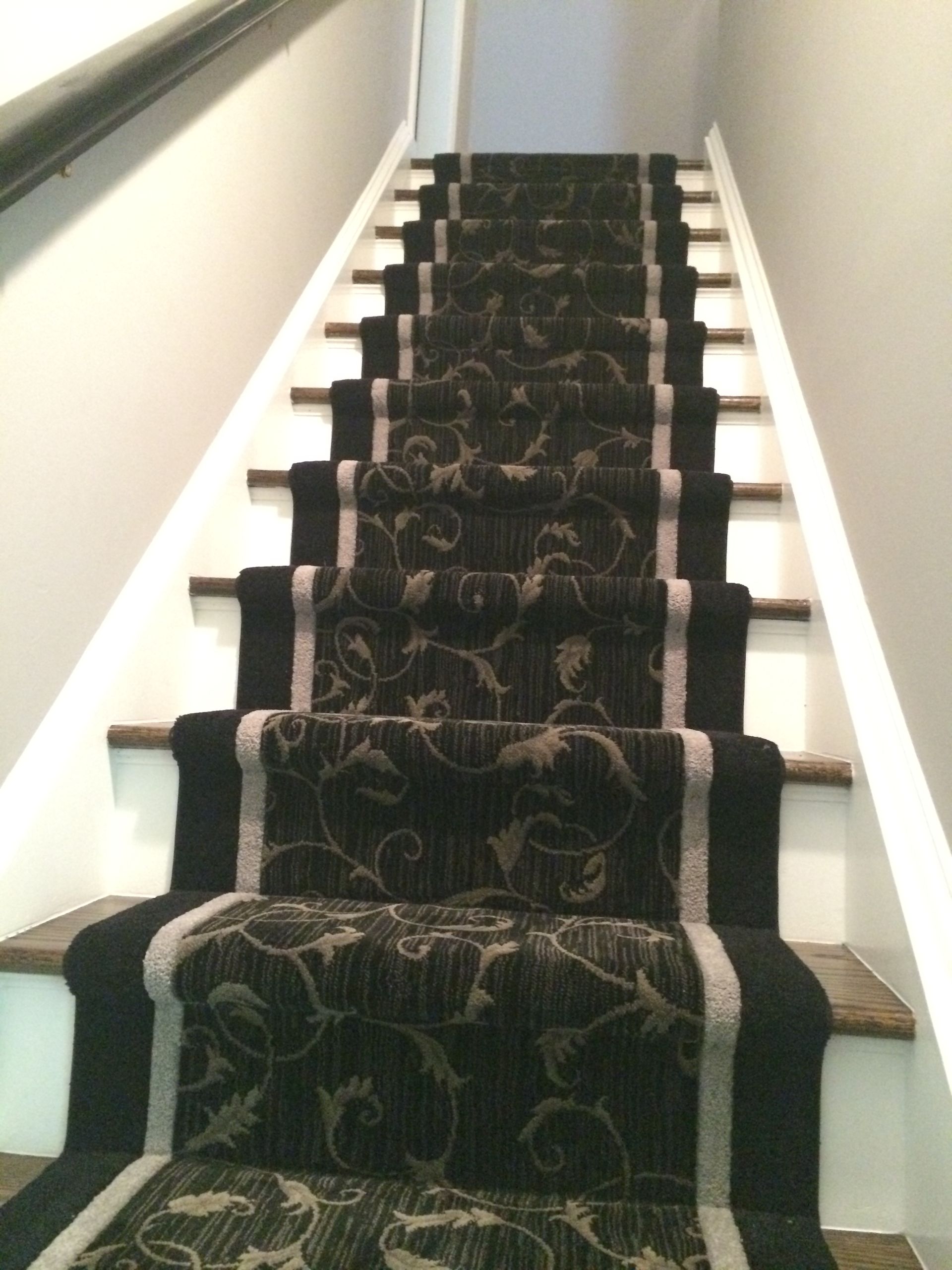 Stair runner -custom carpet and wall to wall hall installation