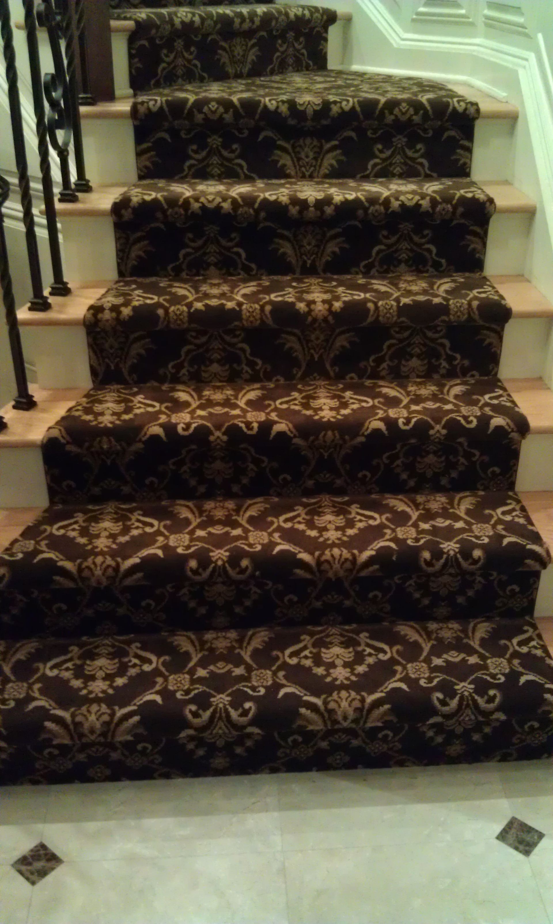 Stair runner -custom carpet and wall to wall hall installation