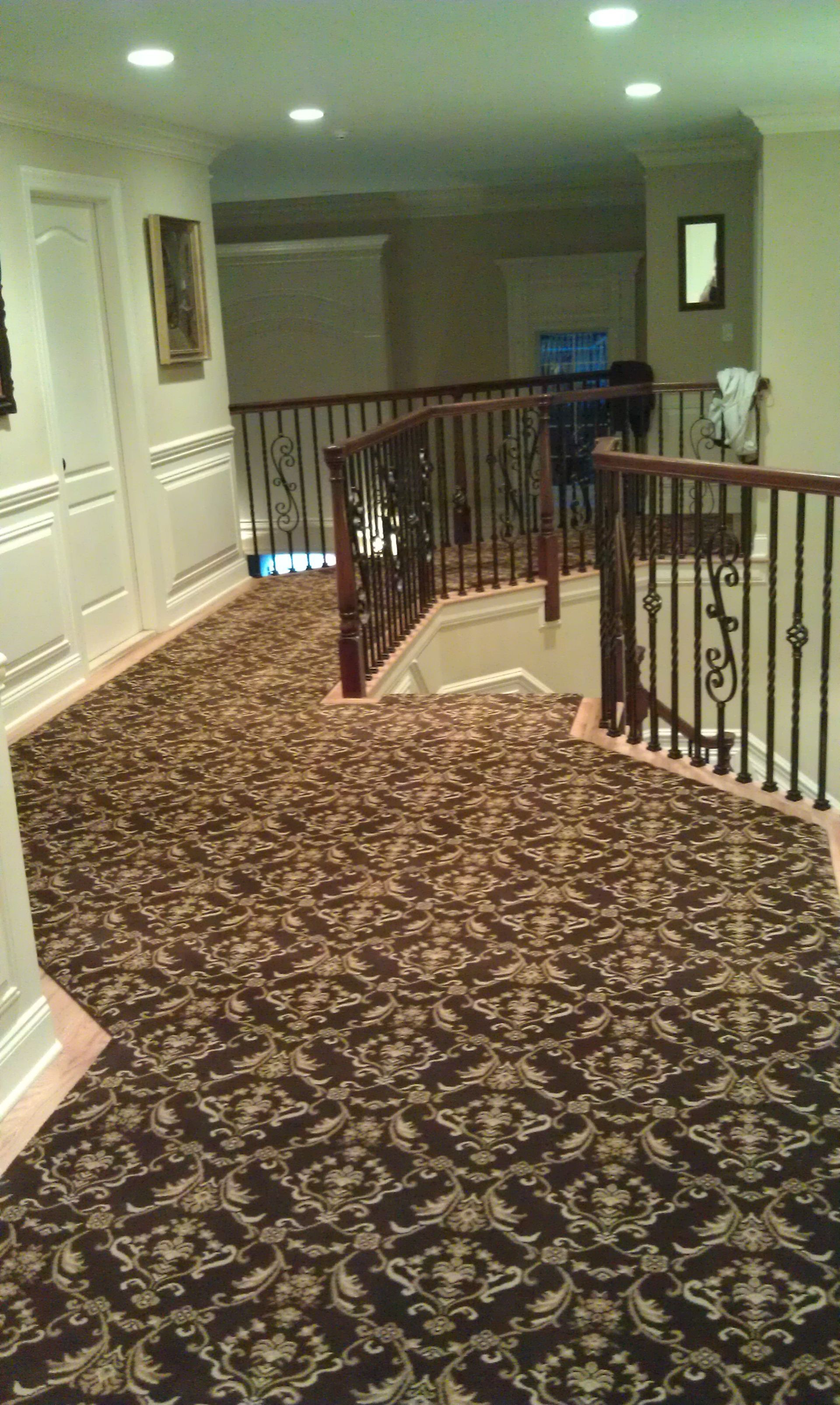 Stair runner -custom carpet and wall to wall hall installation