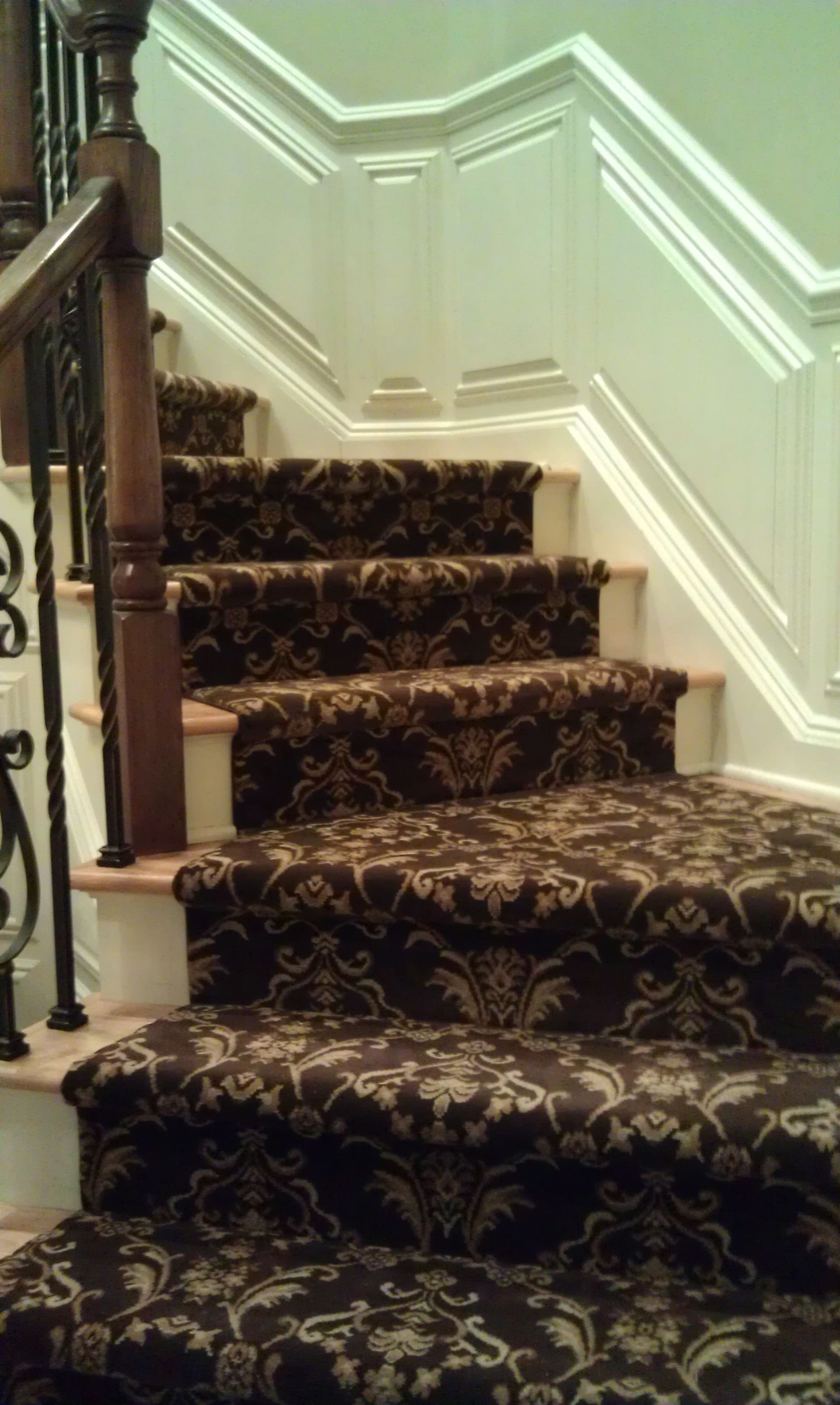 Stair runner -custom carpet and wall to wall hall installation