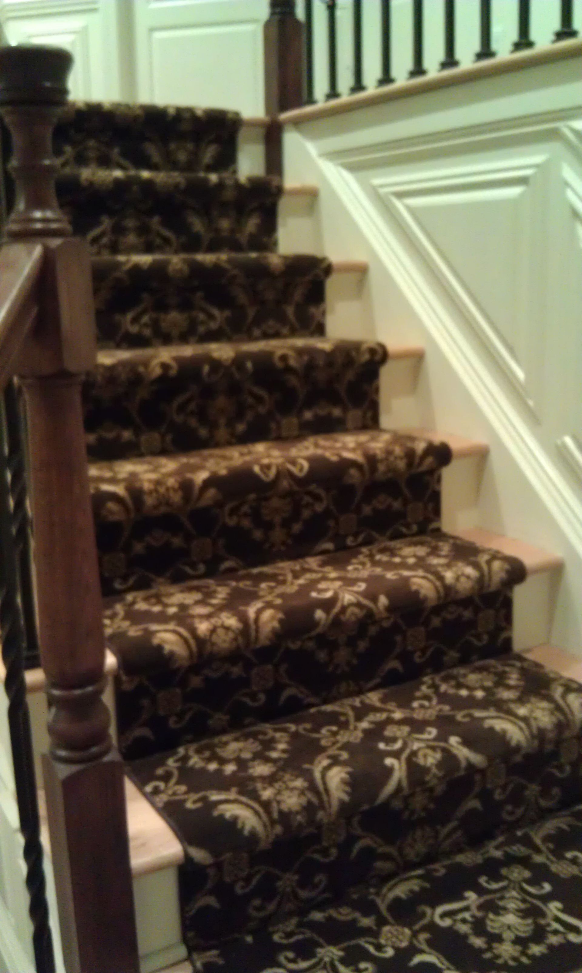 Stair runner -custom carpet and wall to wall hall installation