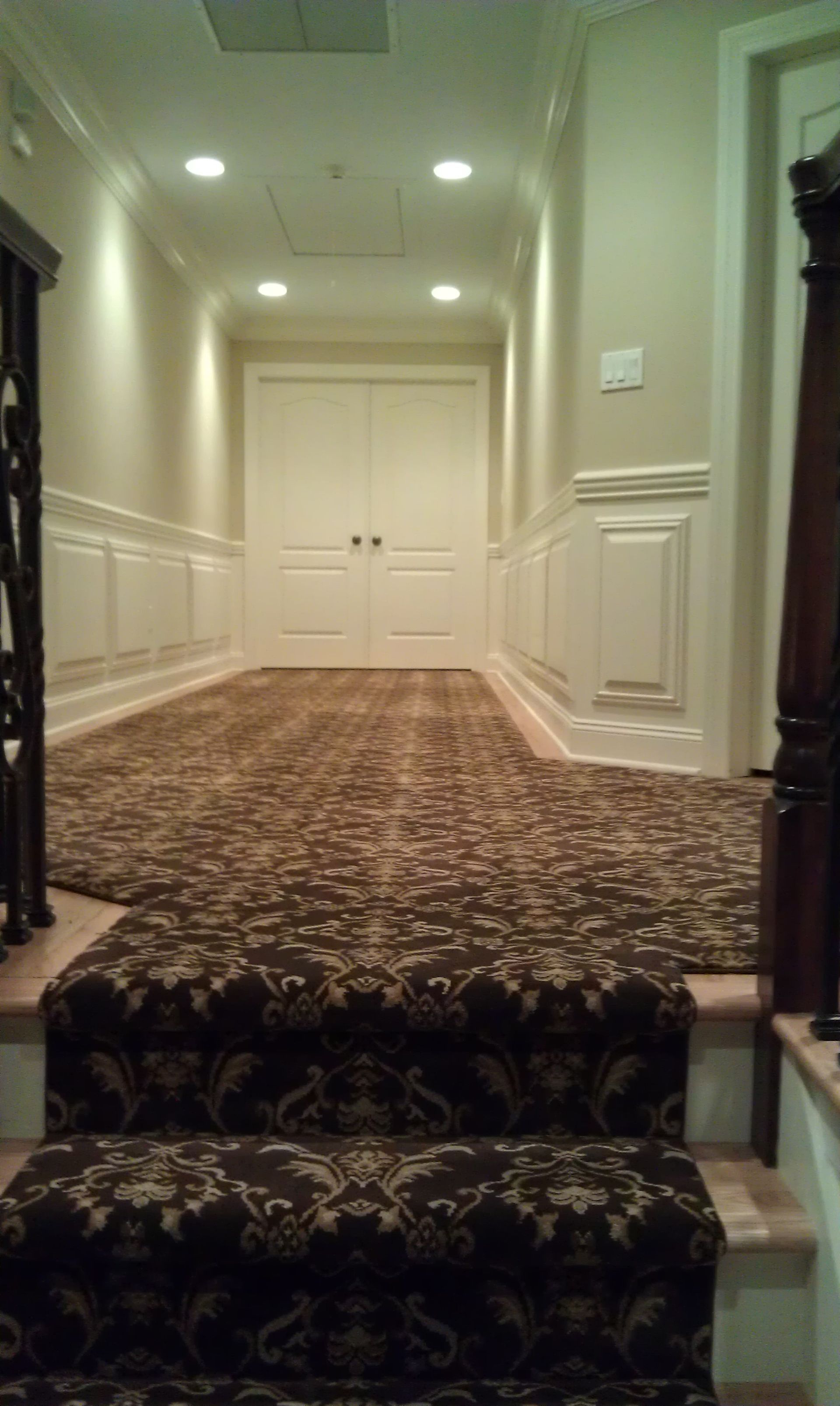 Stair runner -custom carpet and wall to wall hall installation