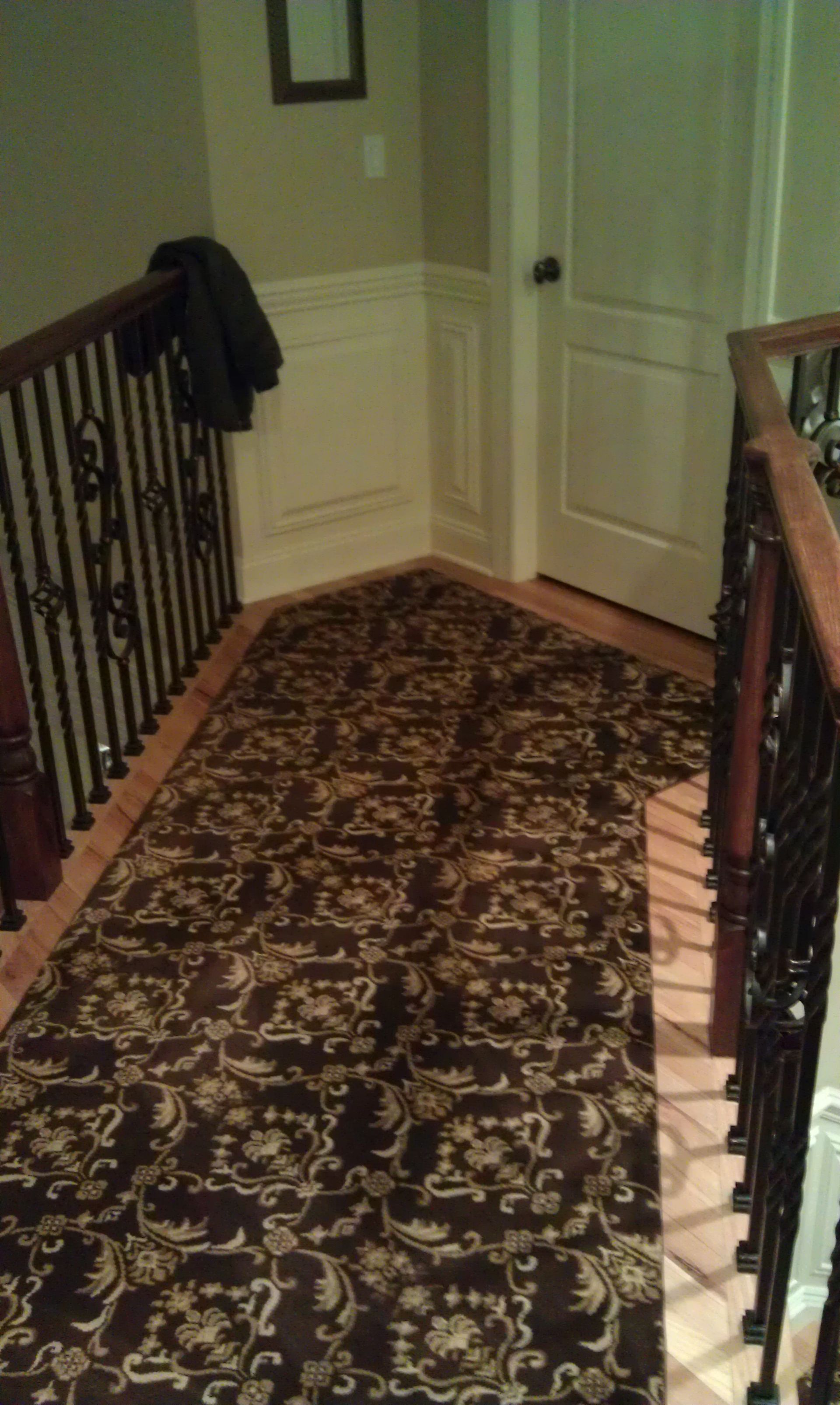 Stair runner -custom carpet and wall to wall hall installation
