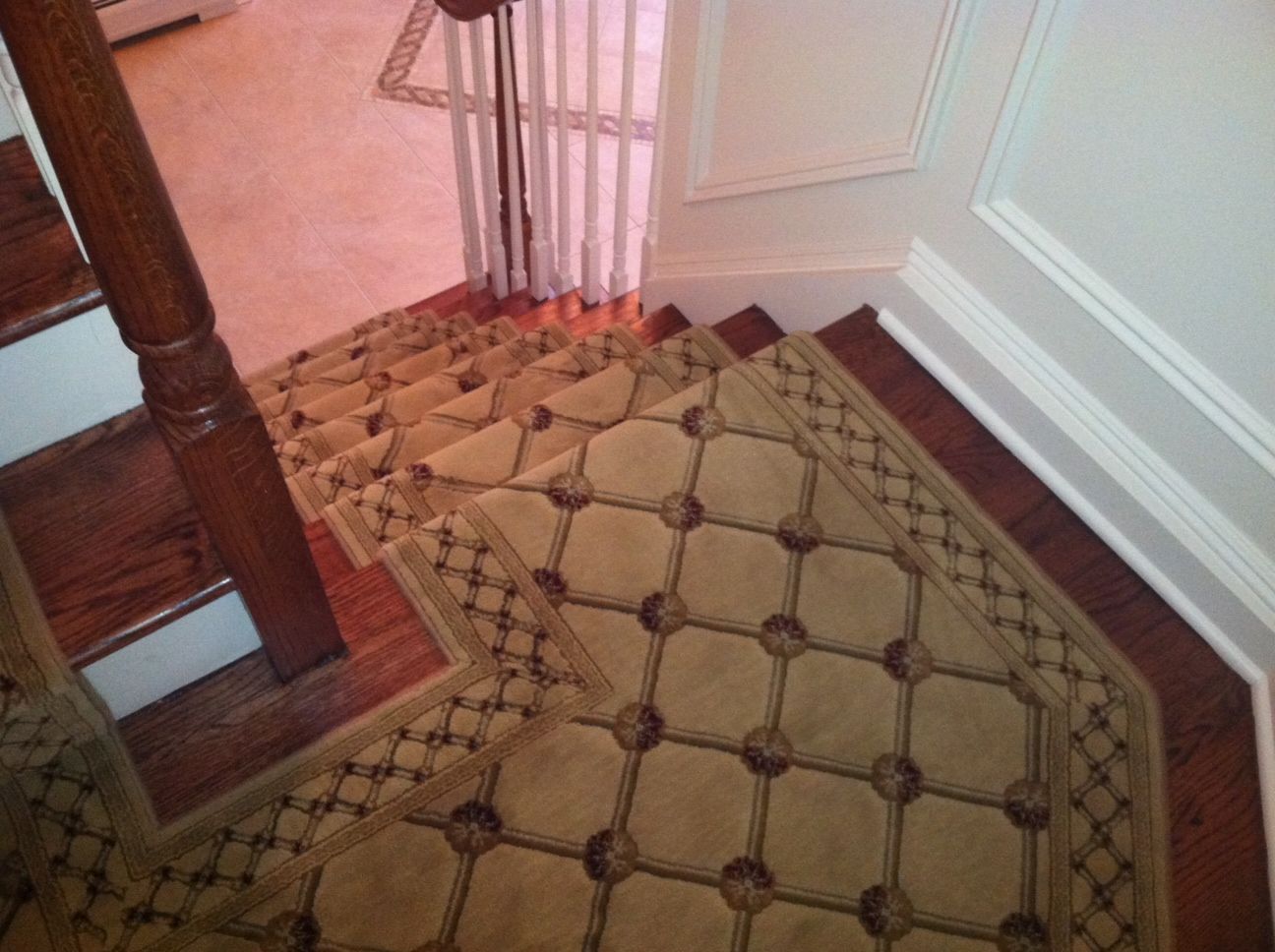 Stair runner -custom carpet and wall to wall hall installation