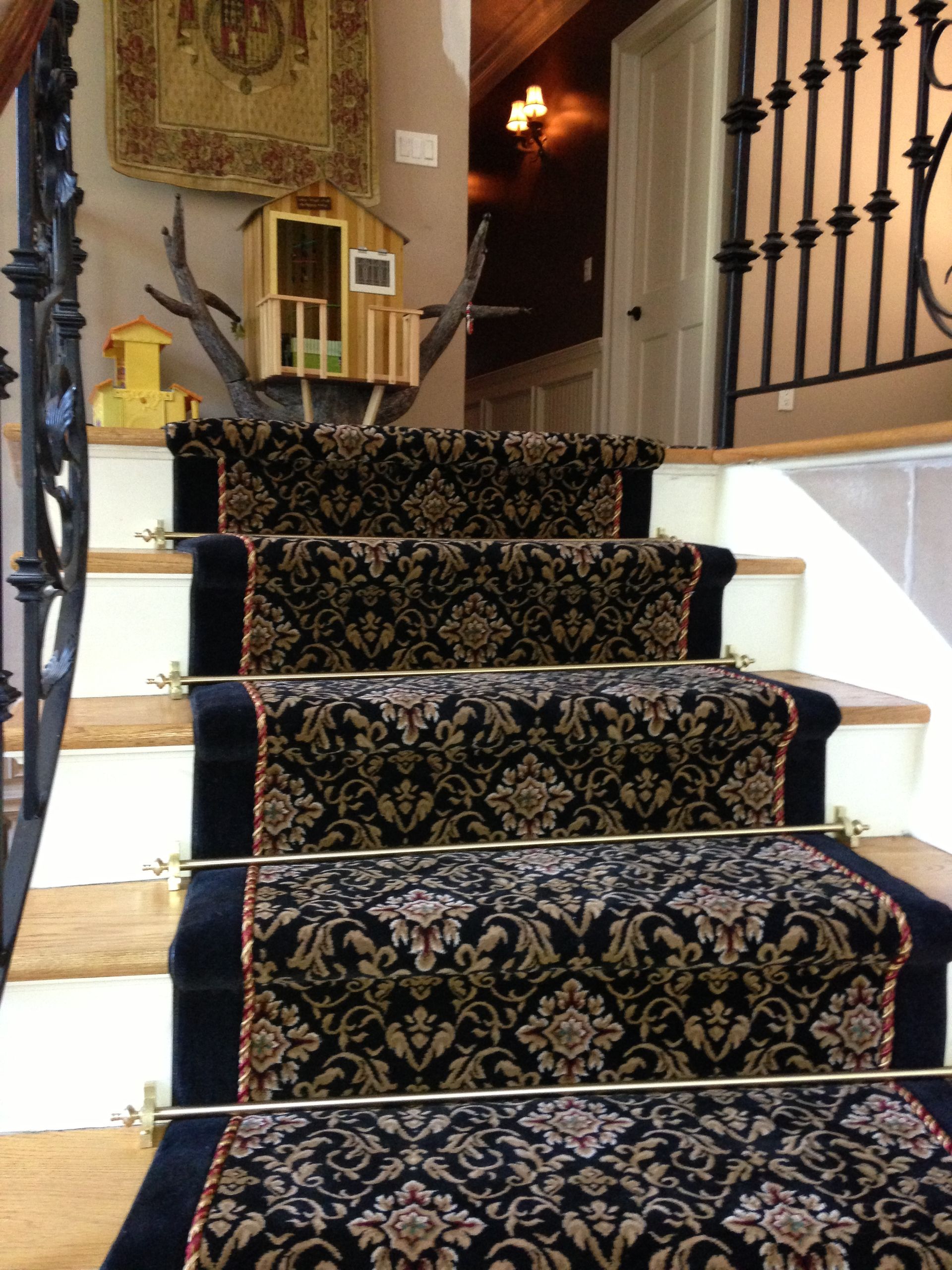 Stair runner -custom carpet and wall to wall hall installation