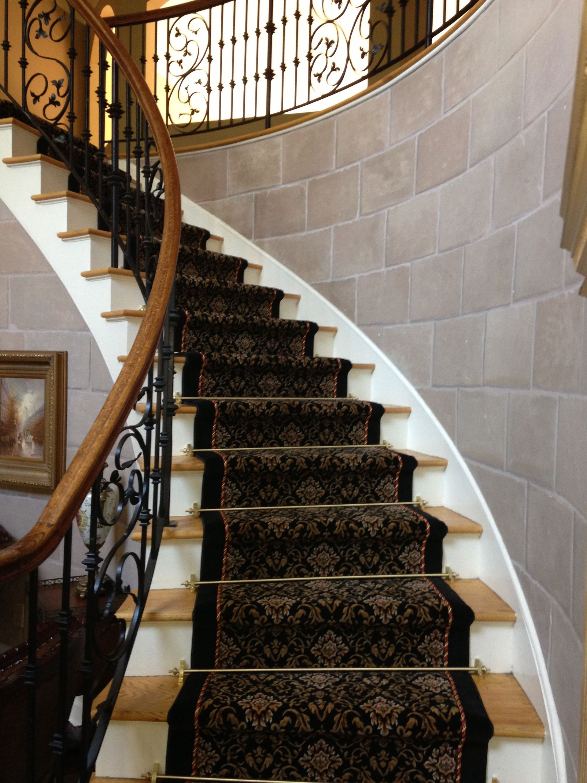 Stair runner -custom carpet and wall to wall hall installation
