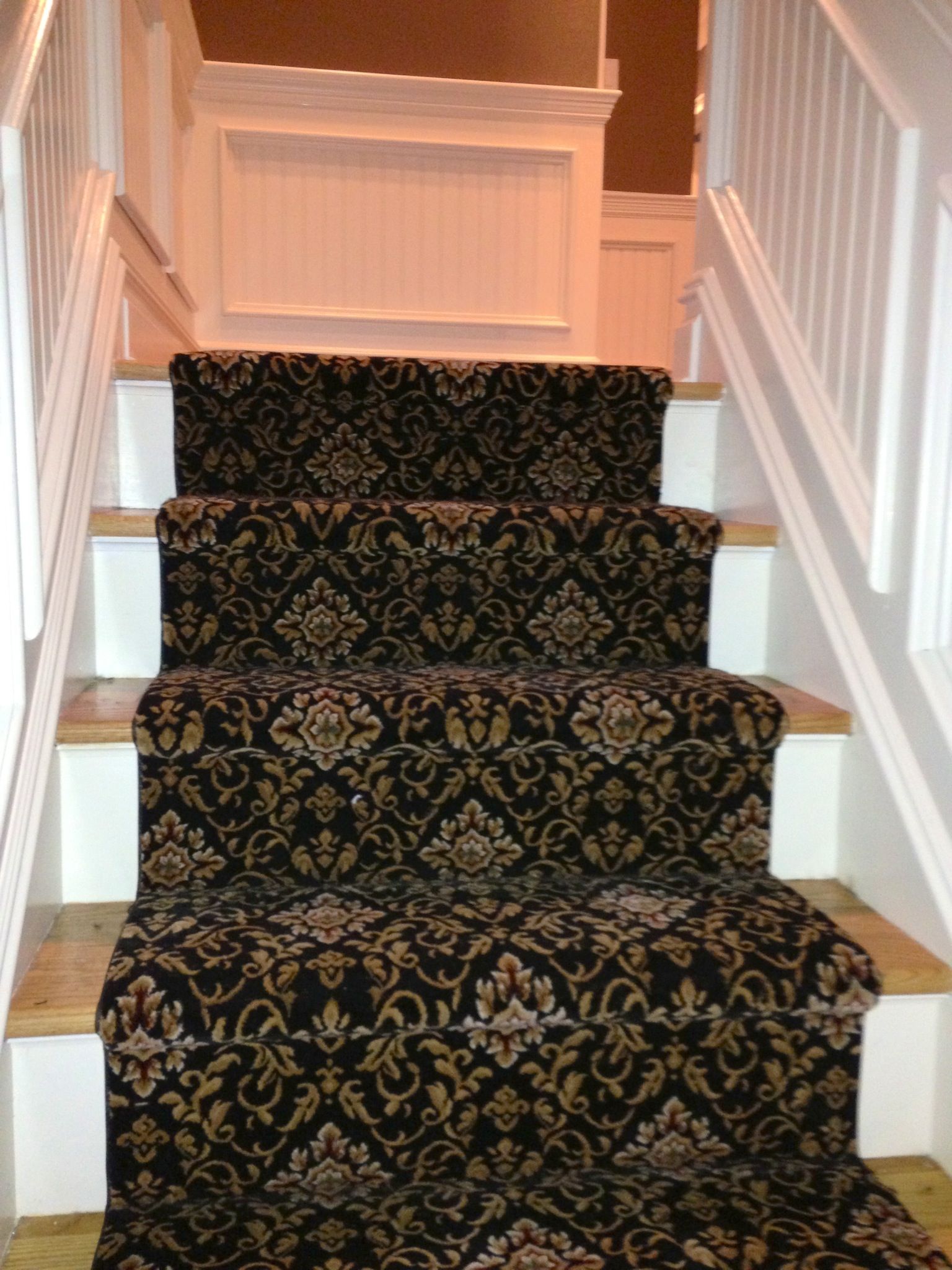 Stair runner -custom carpet and wall to wall hall installation
