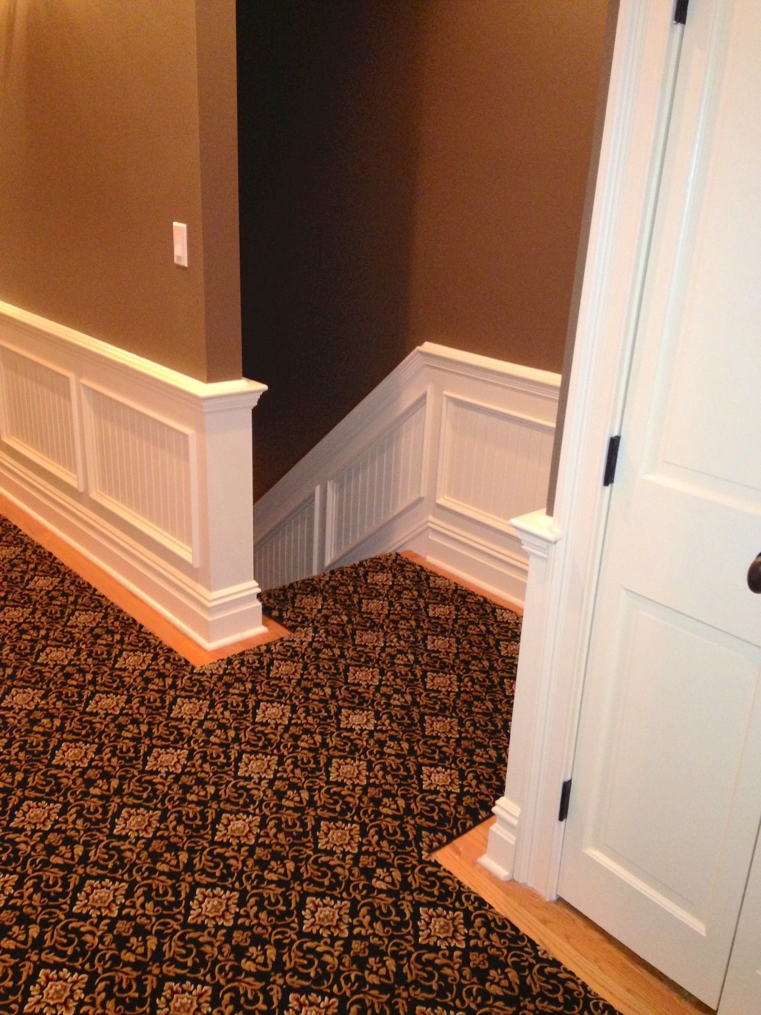 Stair runner -custom carpet and wall to wall hall installation