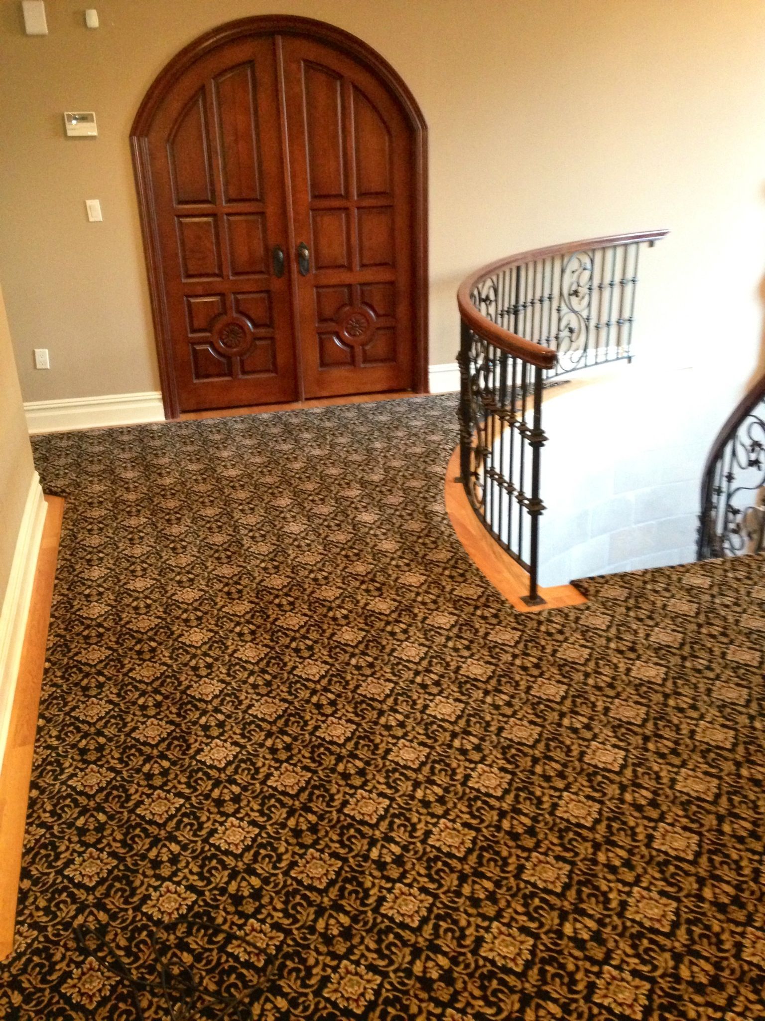 Stair runner -custom carpet and wall to wall hall installation