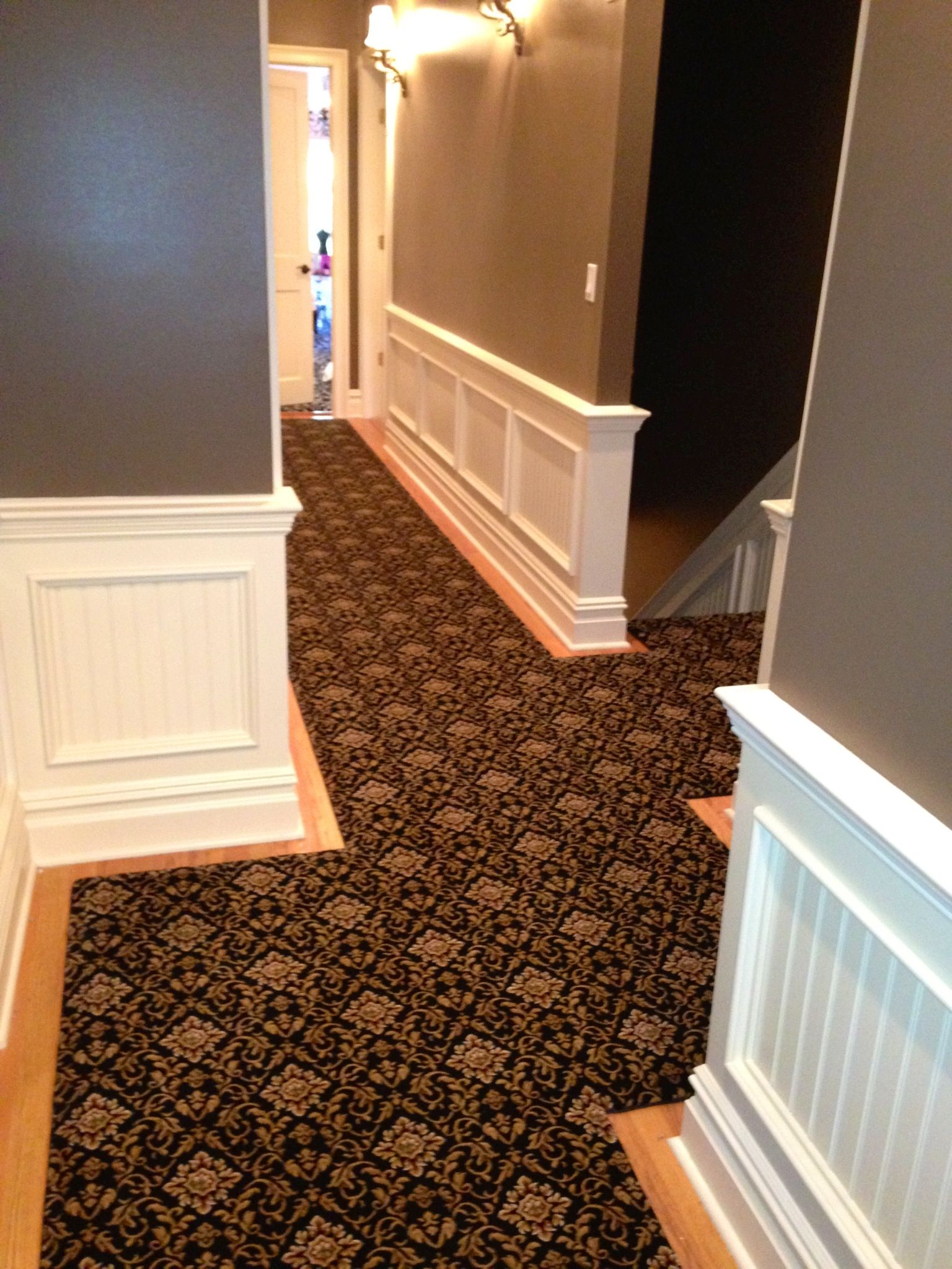 Stair runner -custom carpet and wall to wall hall installation