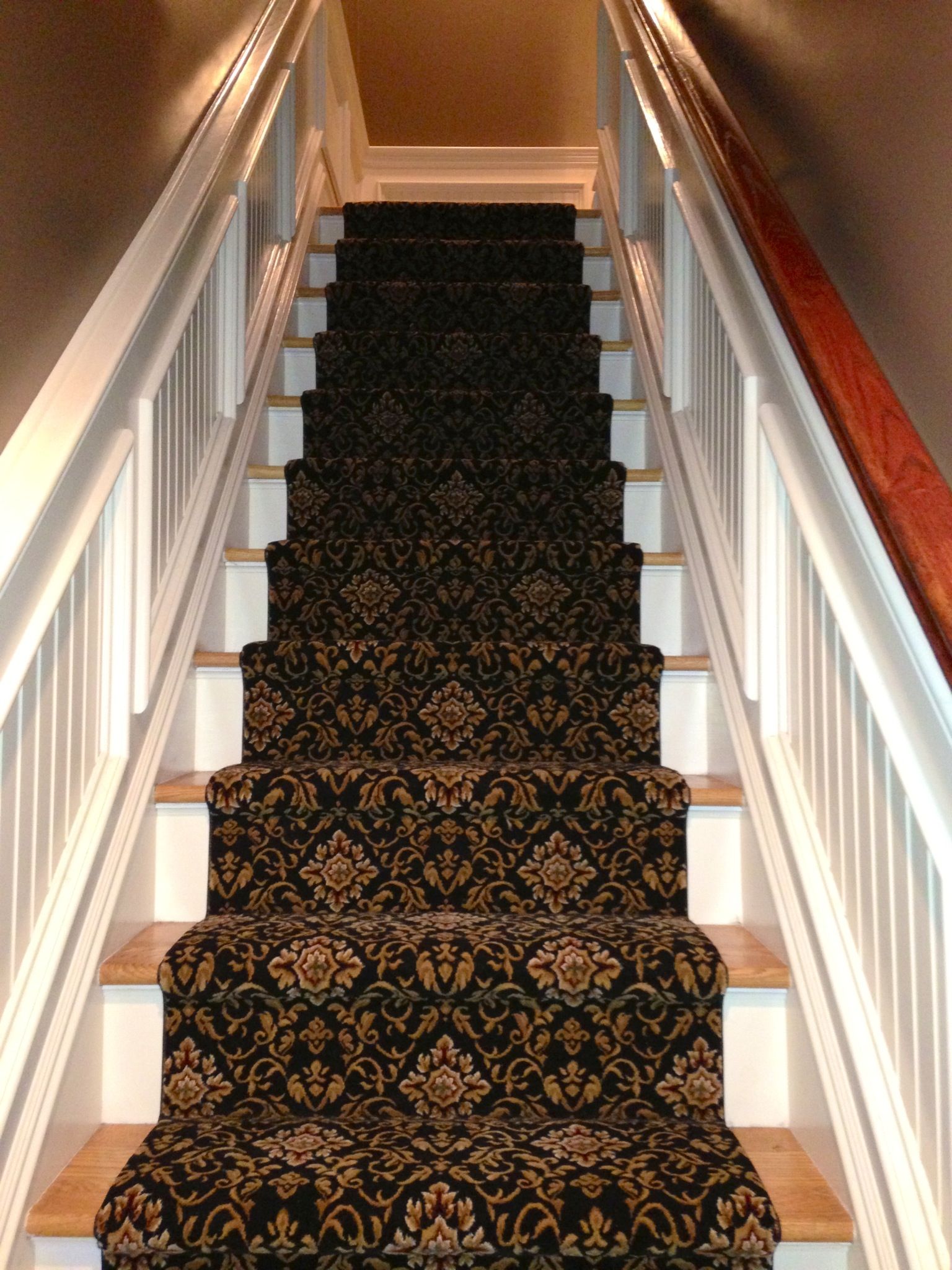 Stair runner -custom carpet and wall to wall hall installation