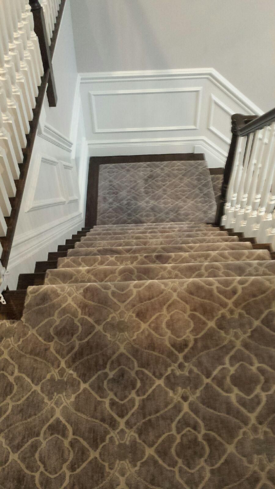 Stair runner -custom carpet and wall to wall hall installation